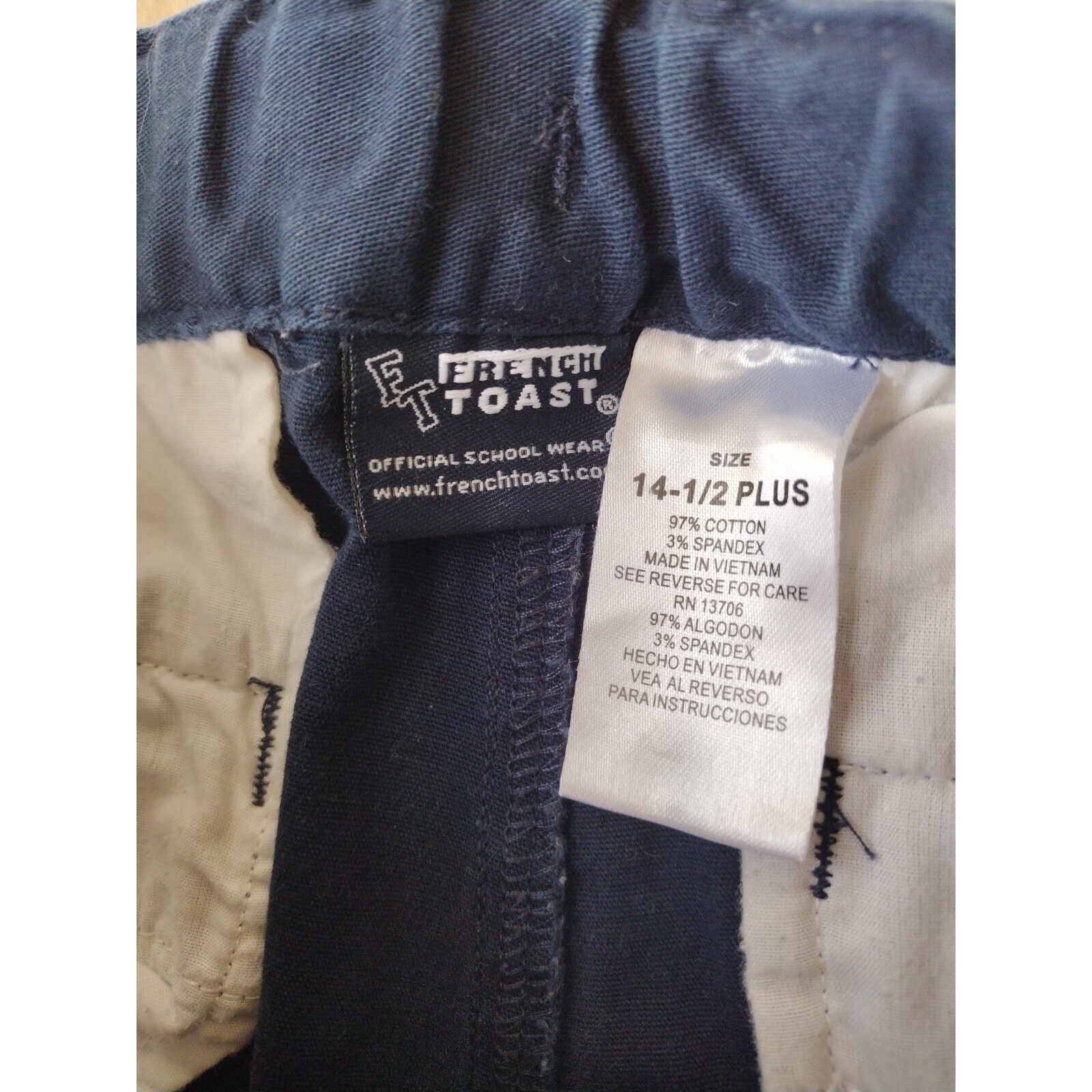 French Toast Pants 14 1/2 Plus Boys Navy School Adjustable Waist Relaxed Fit