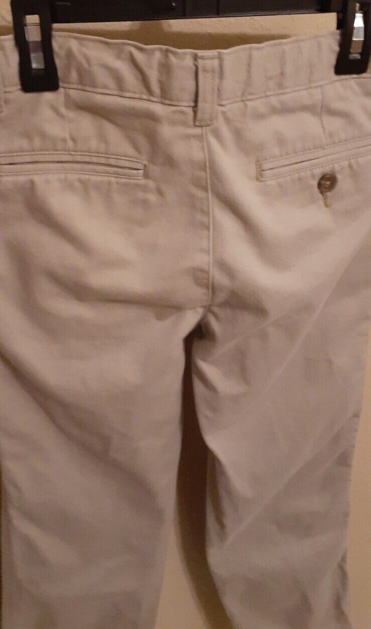 – L@@K – Boys Chaps Light Beige School Uniform Pants Sz 12 Slim Adj Waist Nice –