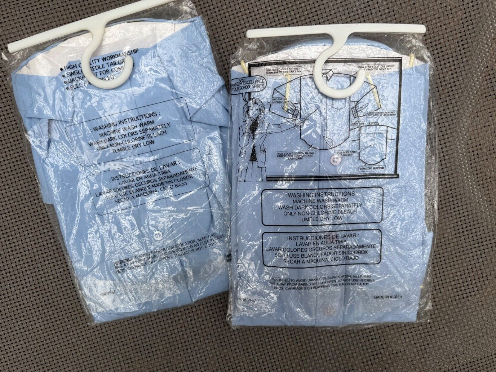 New 2 LOT Boys SCHOOL UNIFORM FORMAL BLUE LONG sleeve BUTTON DOWN Shirts 14H-16H