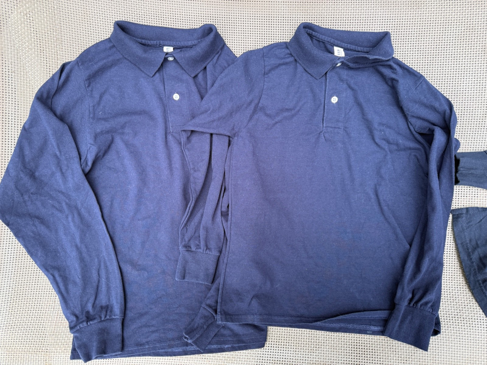 LOT of 3 Boys uniform FADED GLORY,JERZEES Long sleeve Polo Shirts NAVY BLUE M/L