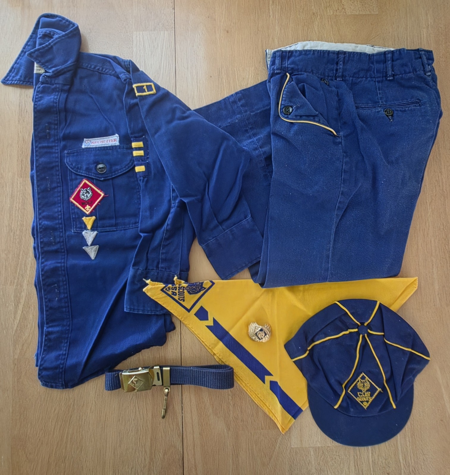 Vintage Cub Scouts BSA Uniform Shirt Pants Hat Belt Scarf Youth Set 60s-70s