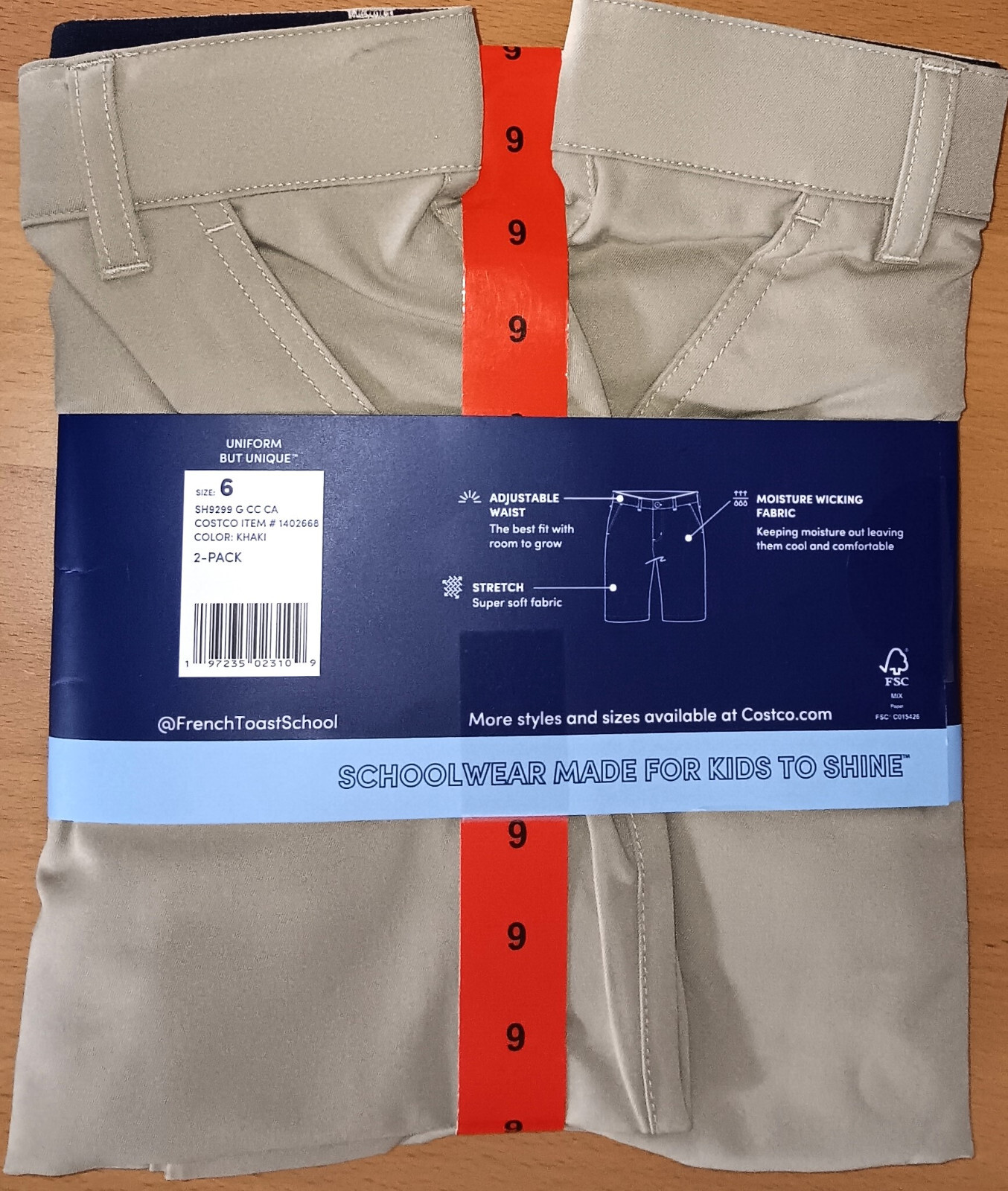 French Toast Youth Boy’s Khaki 2-Pack Performance Uniform Shorts Size 6 NEW