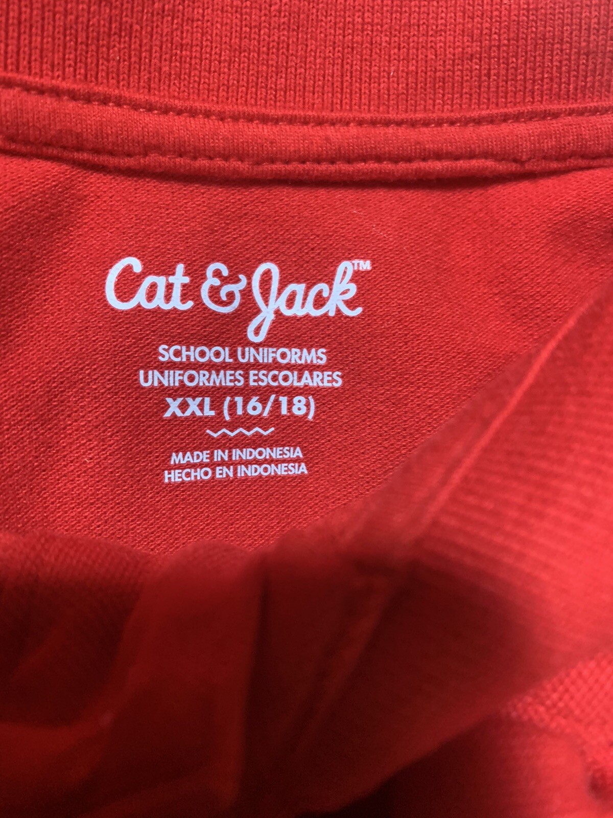 Boys Red XXL 18-20 Uniform Shirt Sleeve Pique Polo Shirt Cat & Jack