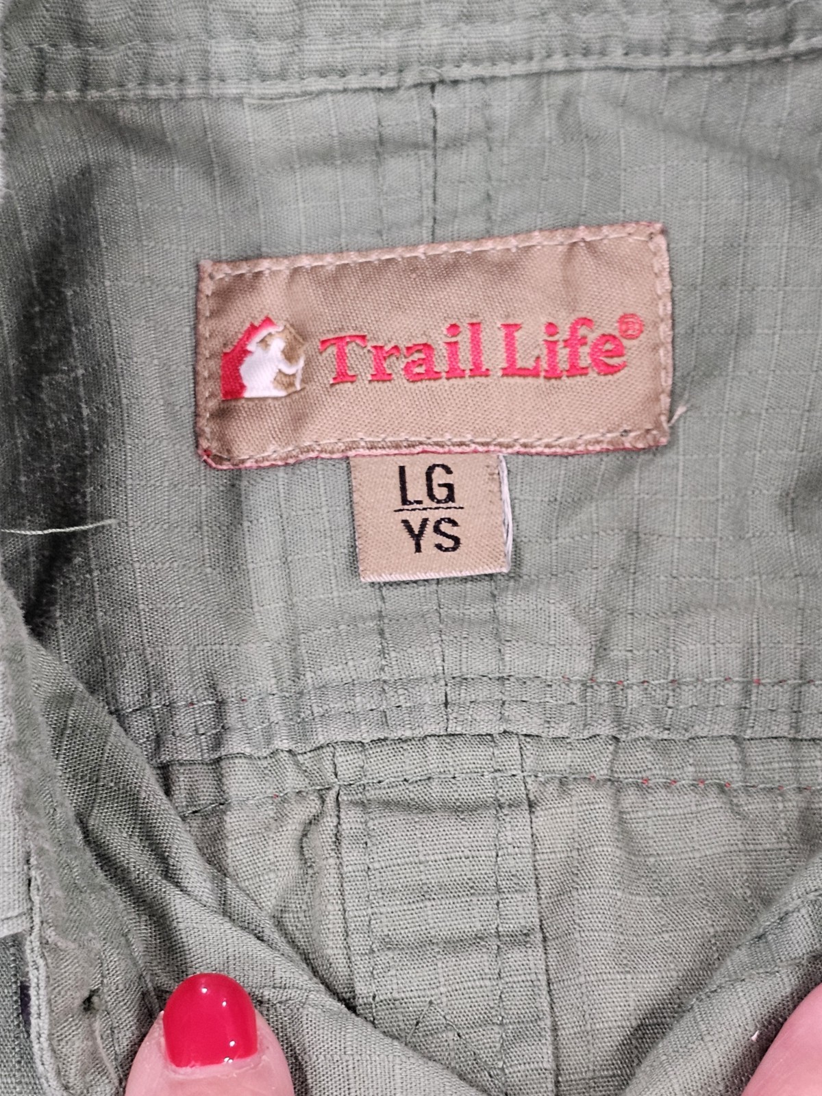 Trail Life USA Youth Official Uniform Shirt SS Green Ripstop Size LG YS Flag Euc
