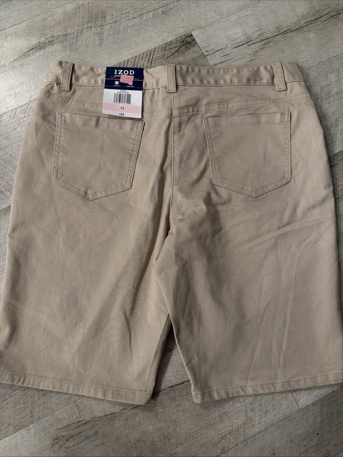 Izod Approved Schoolwear Size 13 Khaki Shorts Skinny Stretch Bermuda New