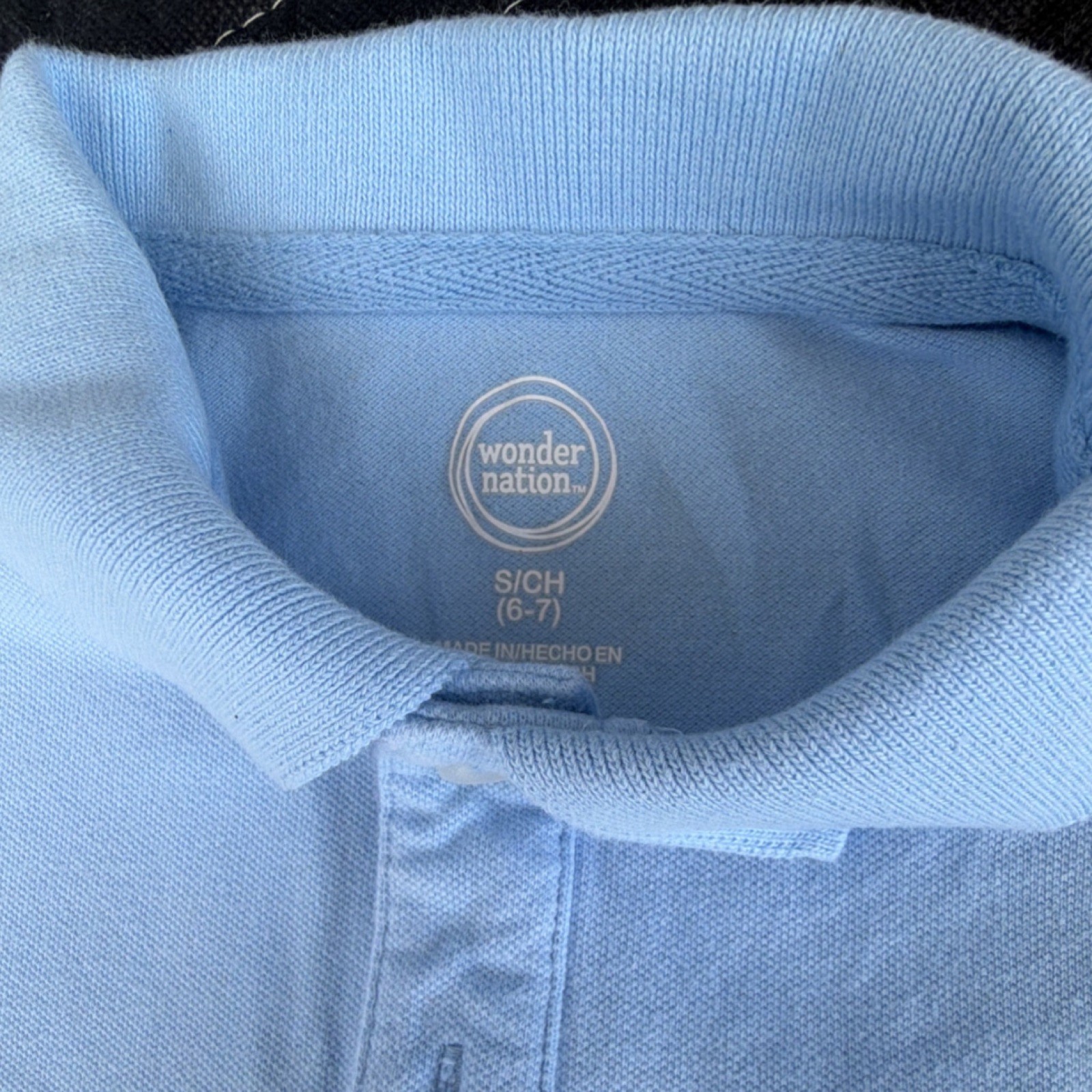 Wonder Nation Boys Uniform Polo Shirt Light Blue S (6-7) Short Sleeve Knit Solid