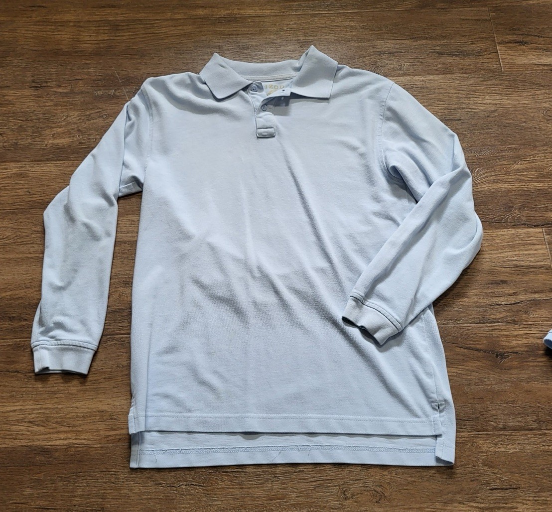 Boys Izod polo style shirt long sleeves light blue size large 10-12