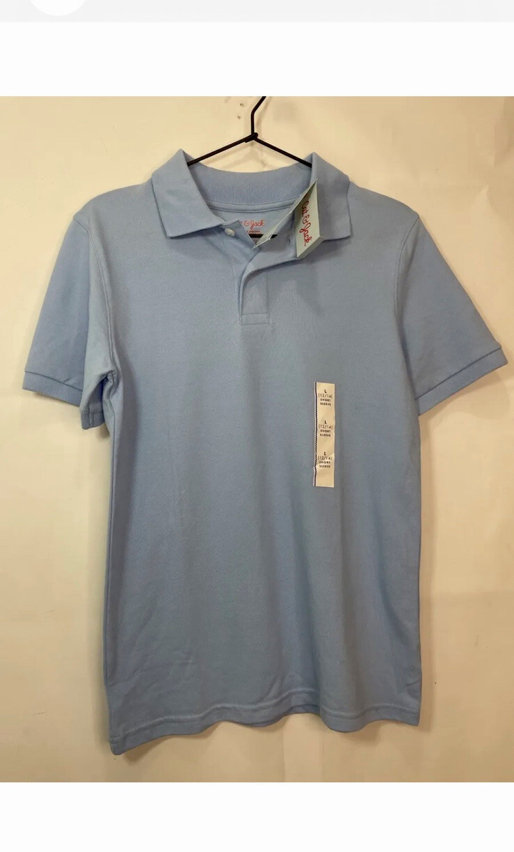 Cat & Jack Boys Size L (12 -14) Light Blue Short Sleeve School Uniform Top