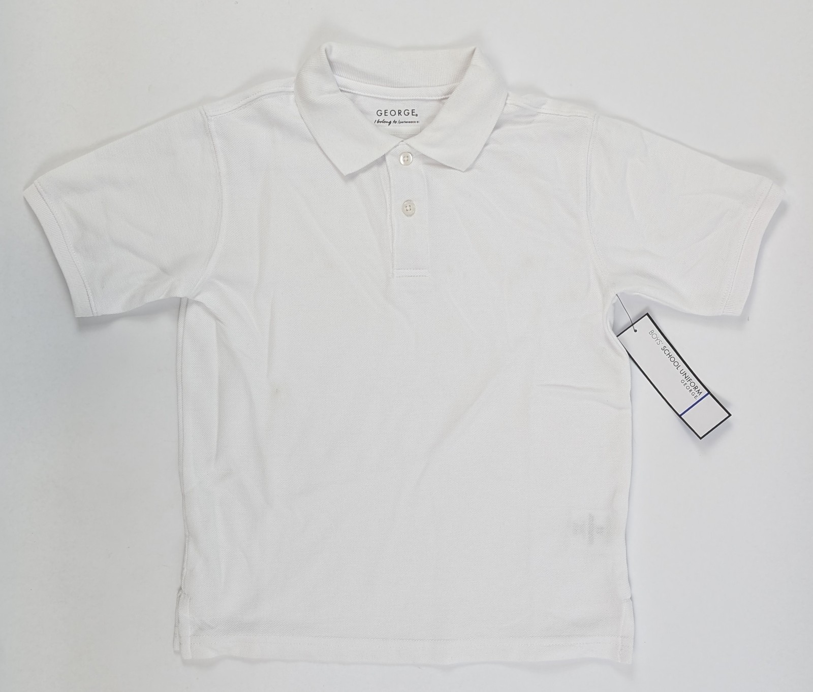 George Boys School Uniform Polo Shirts White Short Sleeve Size S 6-7 Set of 3