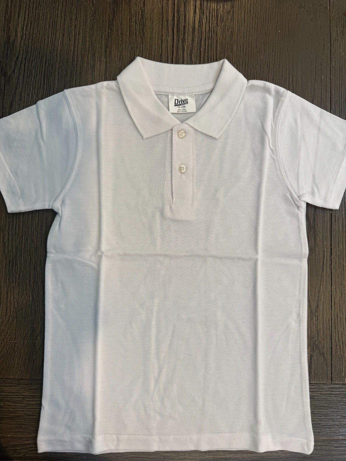 Drive Supplies Youth White School Uniform Polo Shirt Size 10/12 Poly Cotton