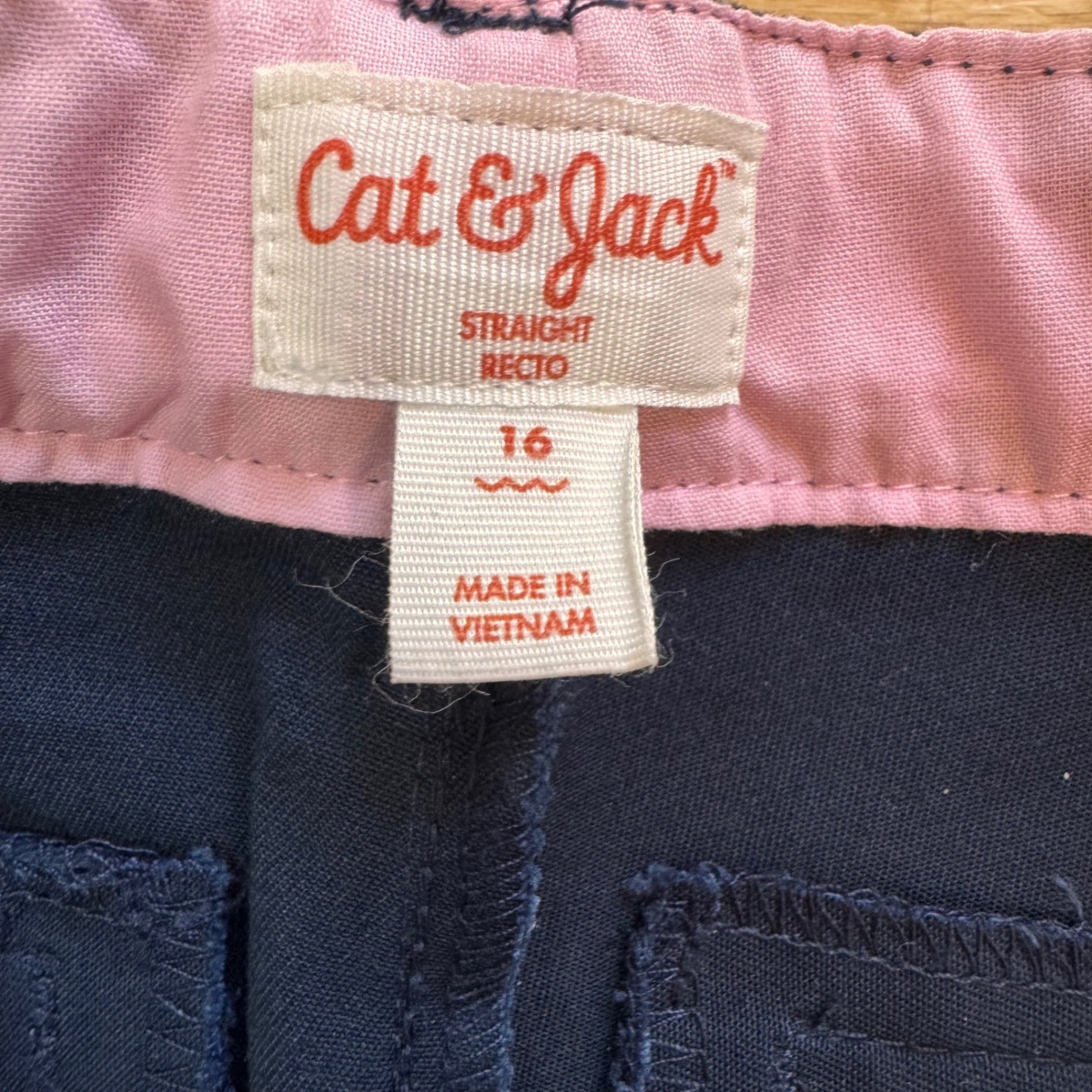 Cat & Jack Girls Navy Blue Straight Leg School Uniform Pants Reinforced Knee 16