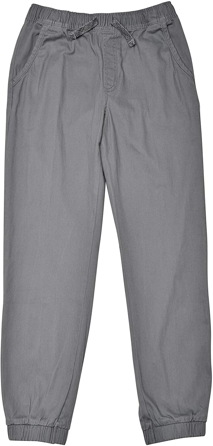 MENS UNISEX ATHLETIC-INSPIRED UNIFORM TWILL JOGGER PANTS PULL UP WITH DRAWSTRING