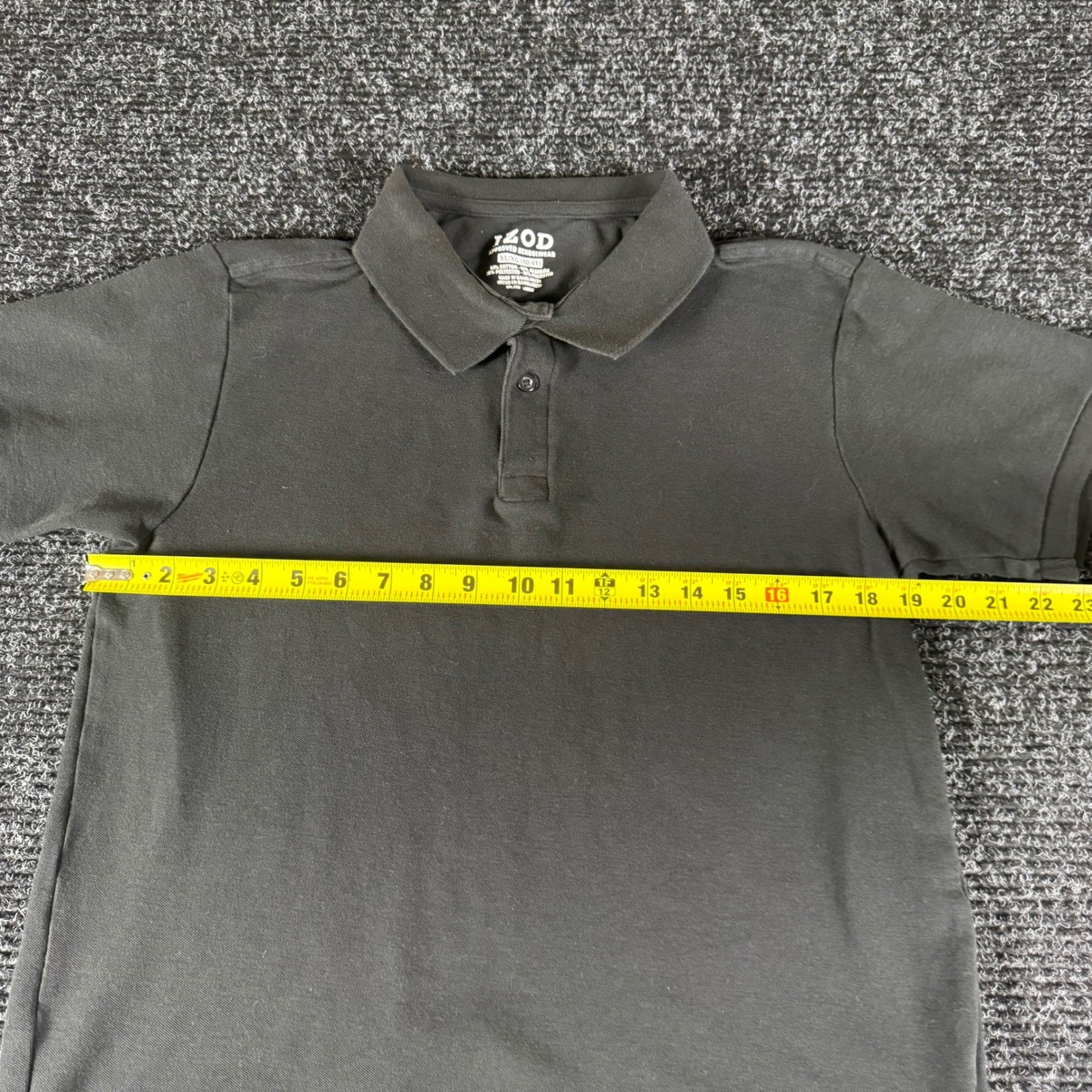 IZOD Boys XL 18-20 Black Short Sleeve Pique Polo Shirt Approved Schoolwear
