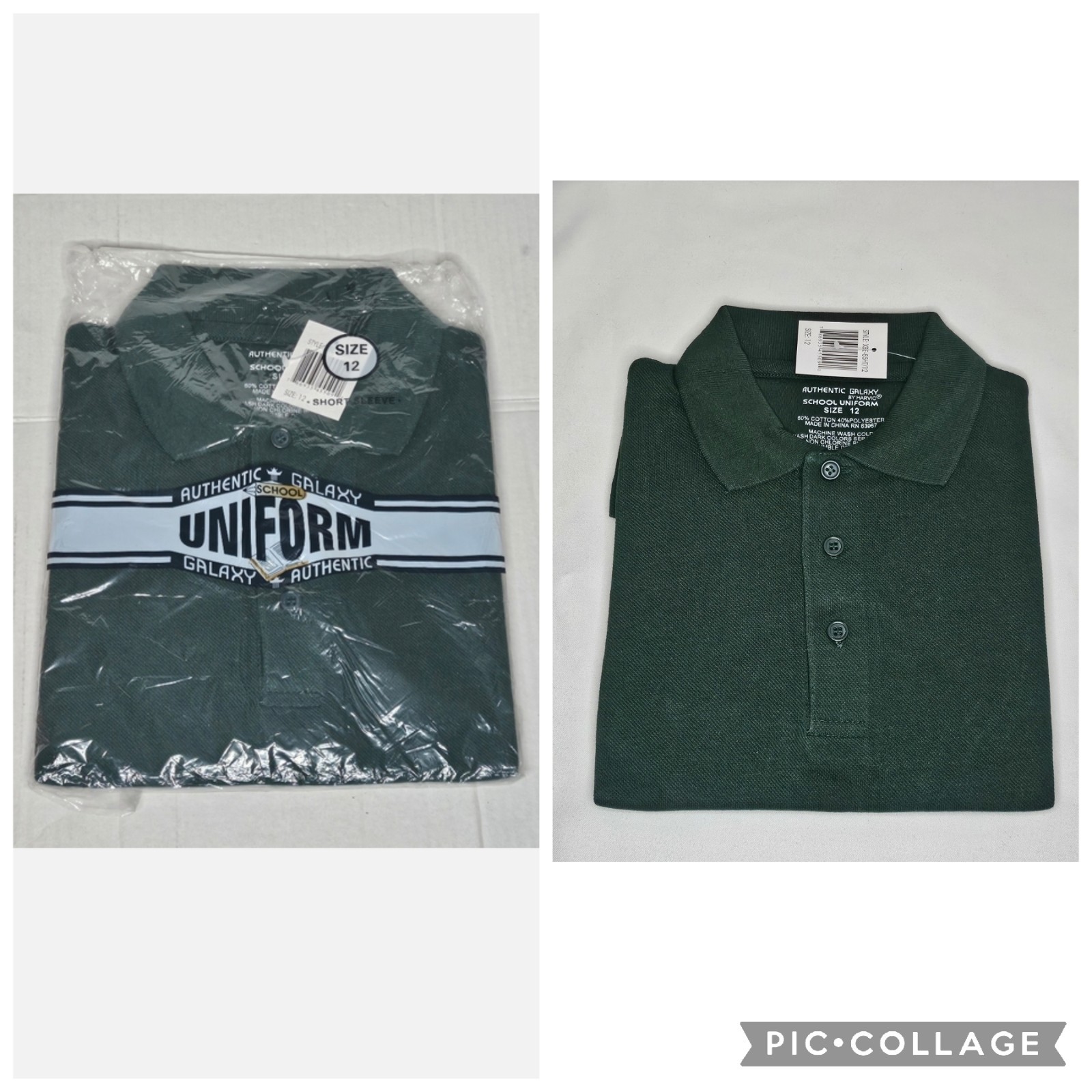 New Boys Authentic Galaxy by Harvic XBE 85HT School Uniform Polo Shirt Green 12