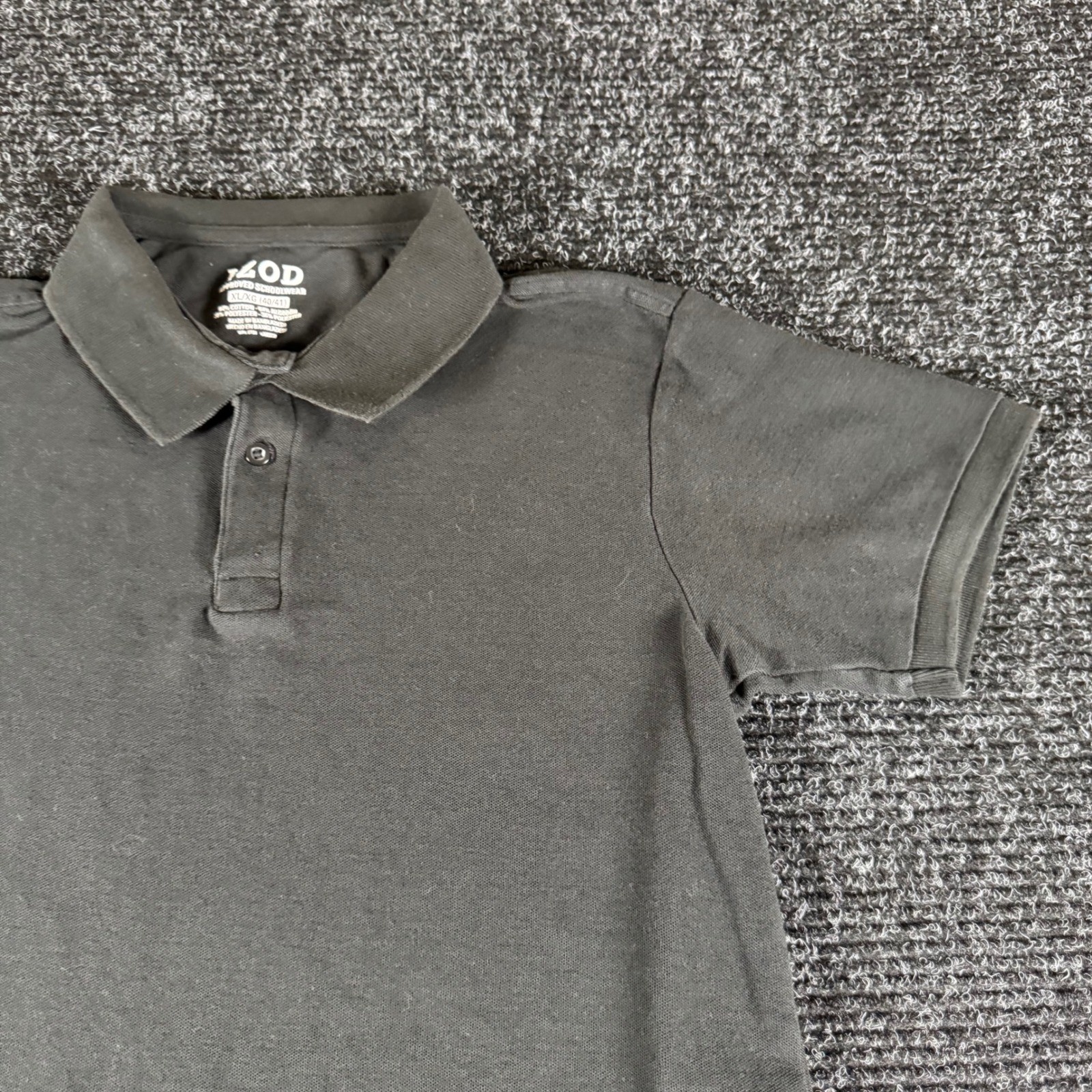 IZOD Boys XL 18-20 Black Short Sleeve Pique Polo Shirt Approved Schoolwear