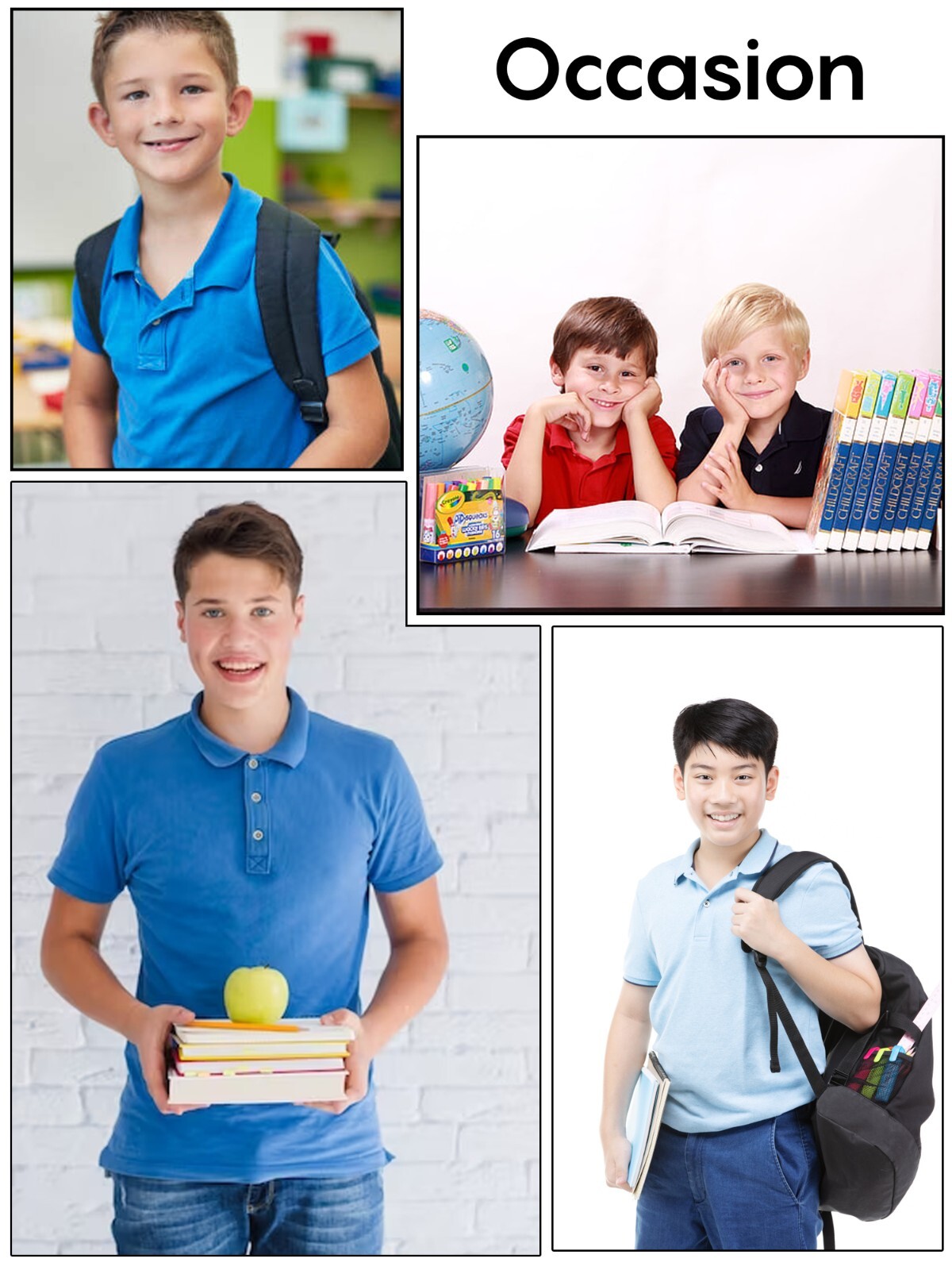 3-Pack Boys School Uniform Short Sleeve Pique Polo Shirts Summer Colors (XS-2XL)