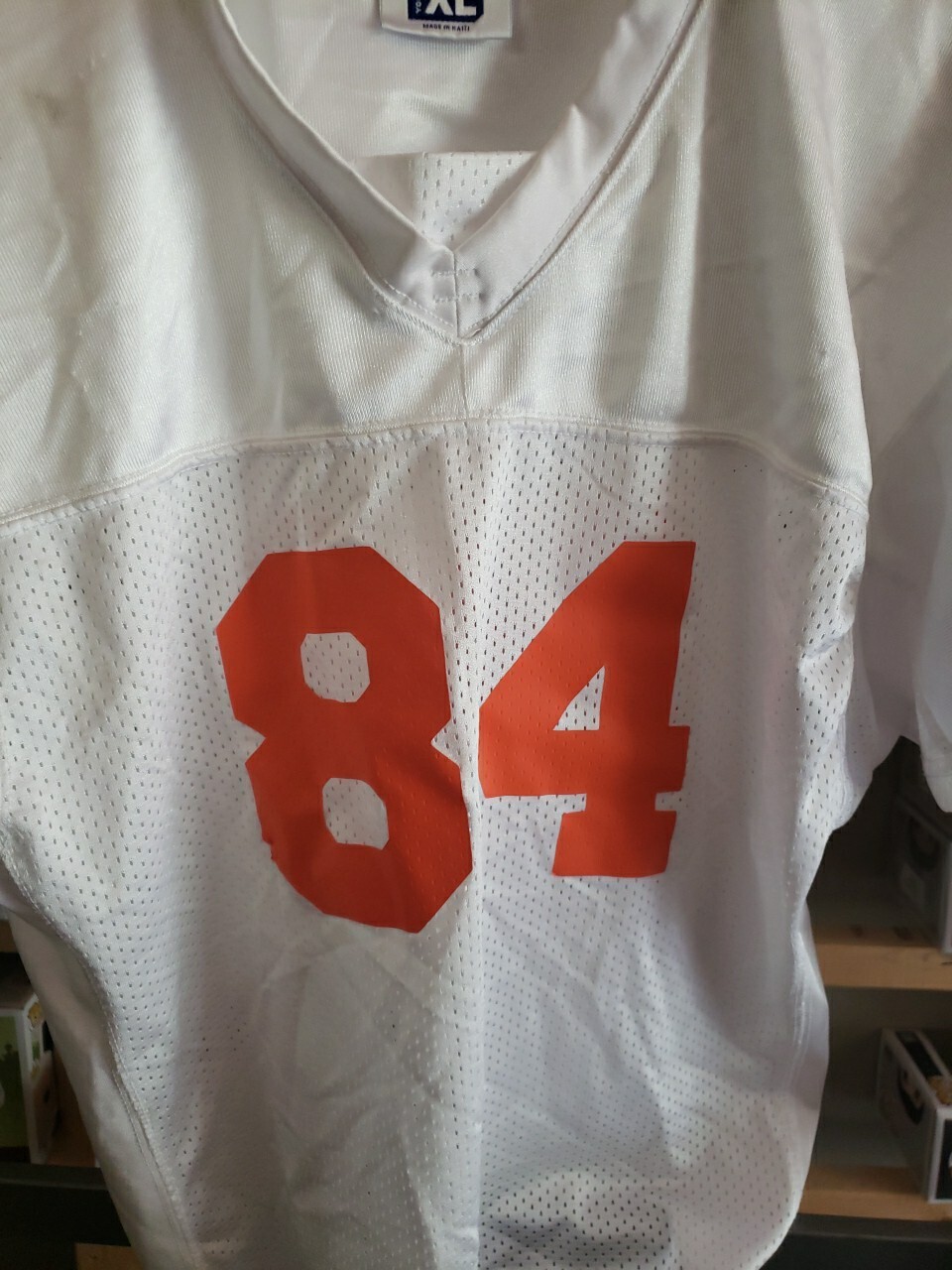 Football Practice Jersey Youth XL Pullover V-Neck White Polyester ~ Trl4#382
