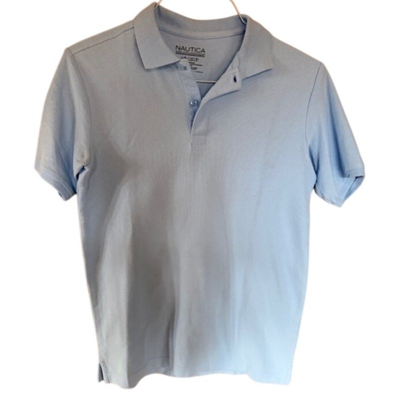 Nautica School Uniform Polo Shirt Youth L 14/16 Husky Light Blue