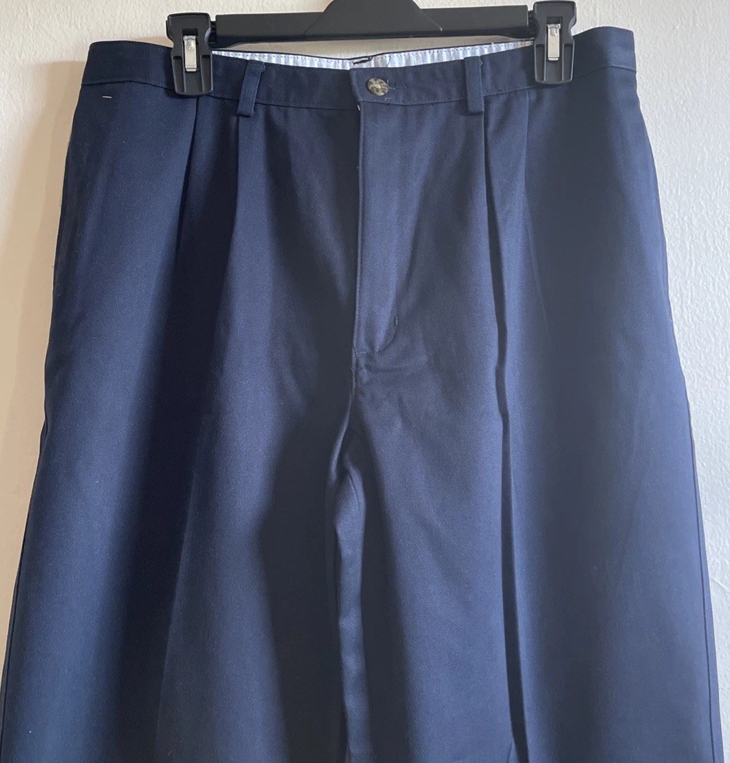 Arrow Boys Pleated Wrinkle Free Stain Repellent School Pants Navy 18H 33”x28”