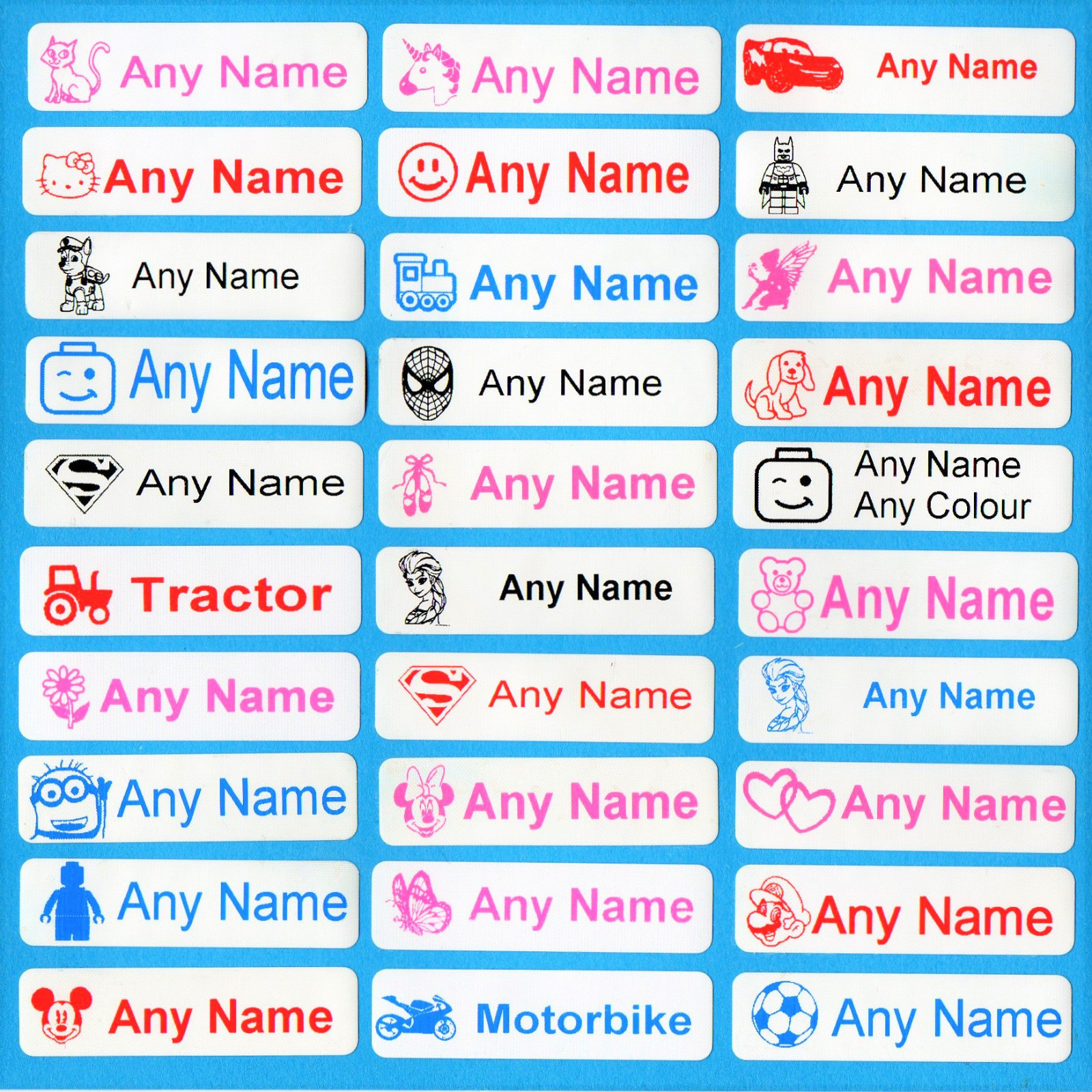 Printed Iron On Name Labels Tags For School Clothes Uniform Care Gym Waterproof