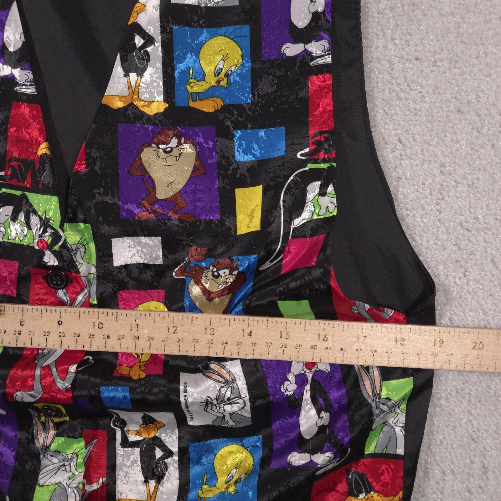 Vintage Looney Tunes Vest Boys Large Black Multicolor Cartoon Character 90s