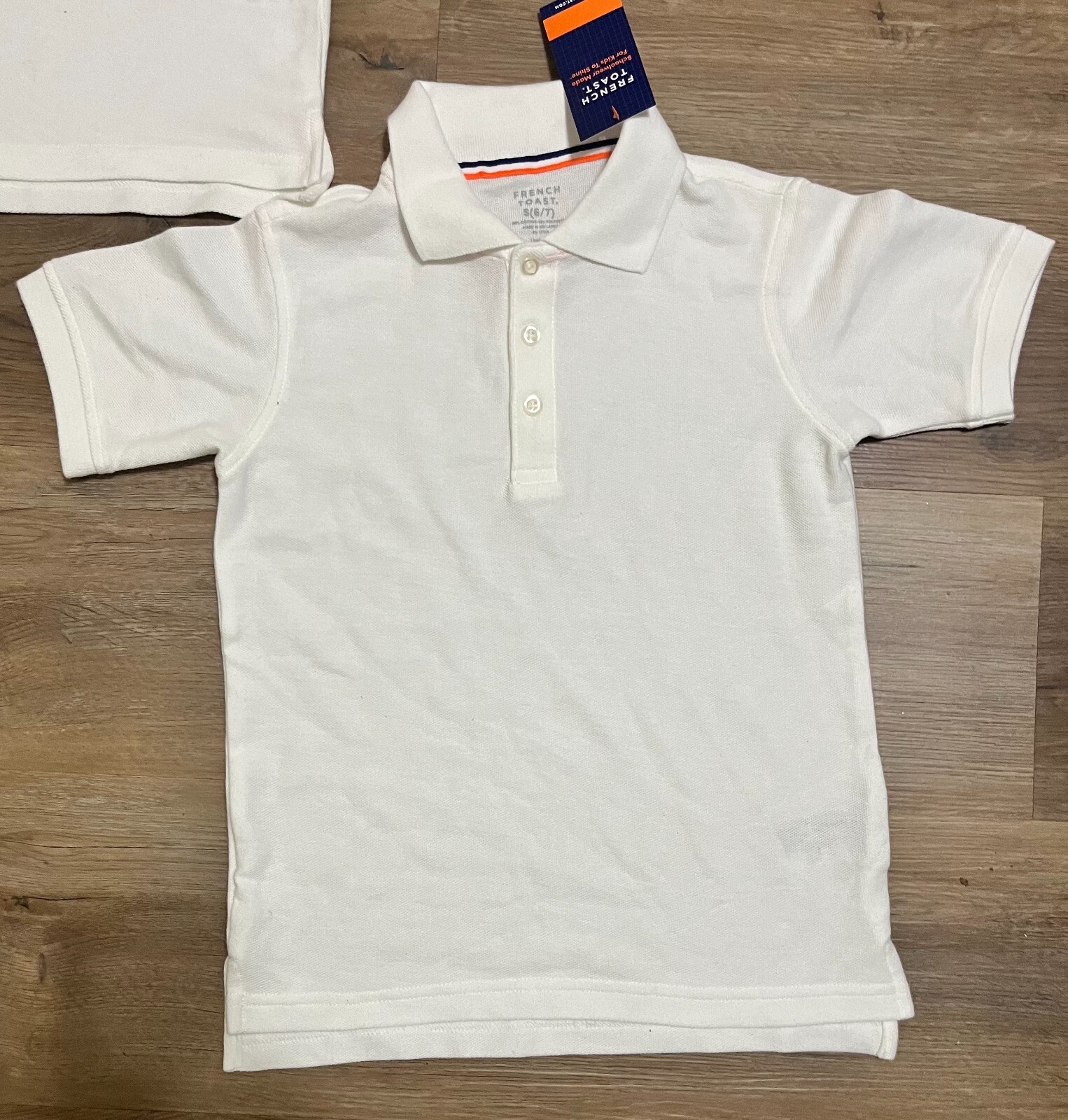 Lot of 2 Boys French Toast White Uniform Short Sleeve Polo Shirts Size 6/7