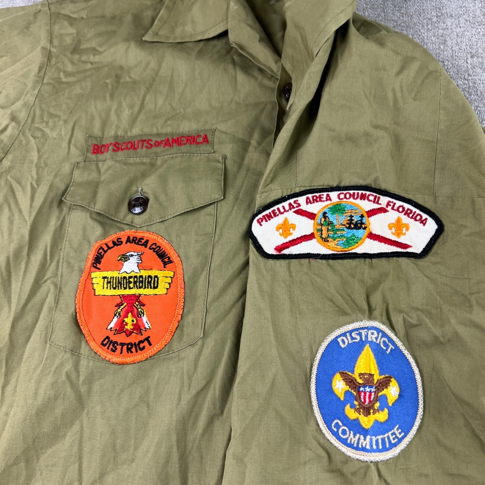 Vintage 70s Boy Scouts of America Uniform Shirt Lot of 4 Boys S Green Patches