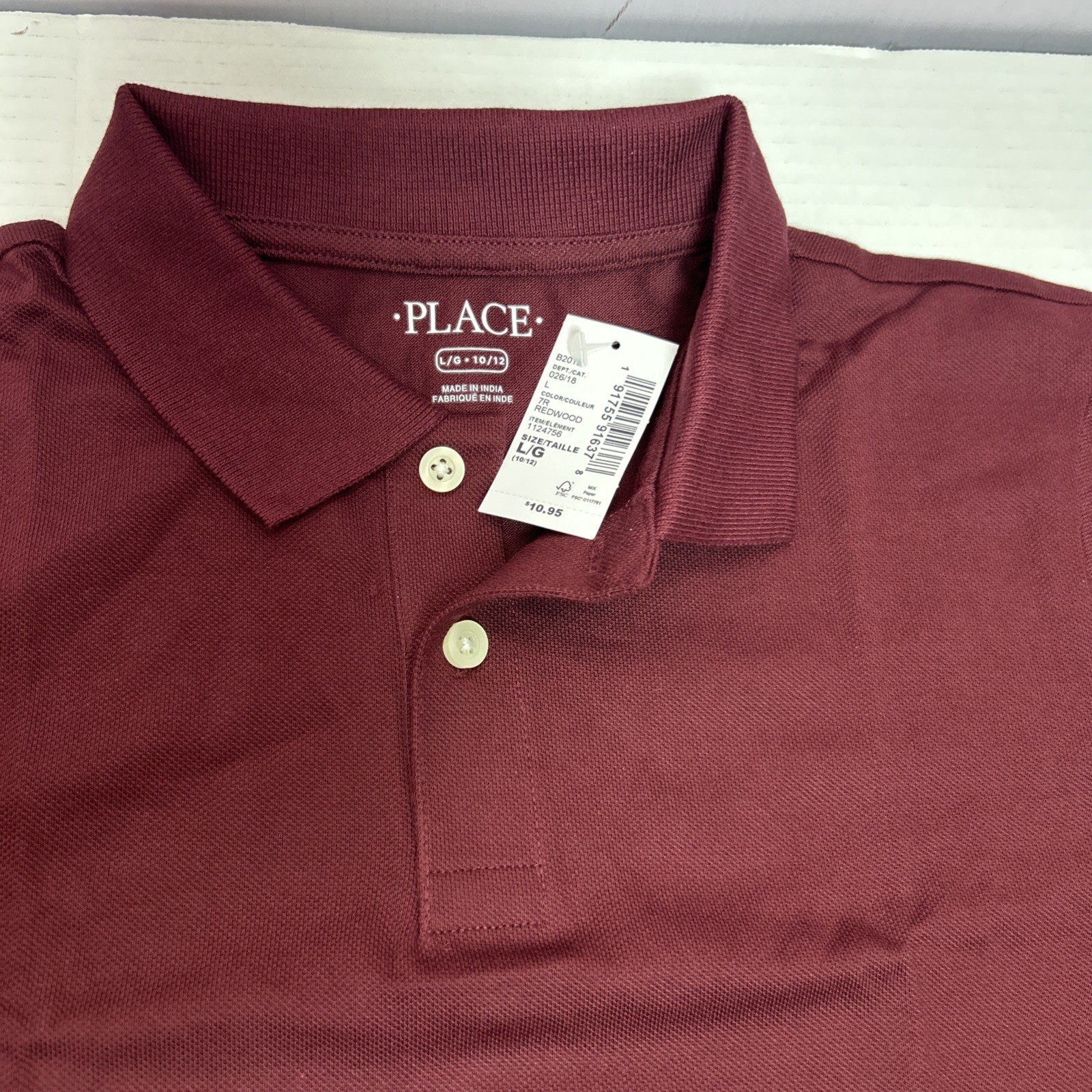 The Children’s Place Boys Redwood Uniform Pique Polo L (10/12) 191755916378 NWT