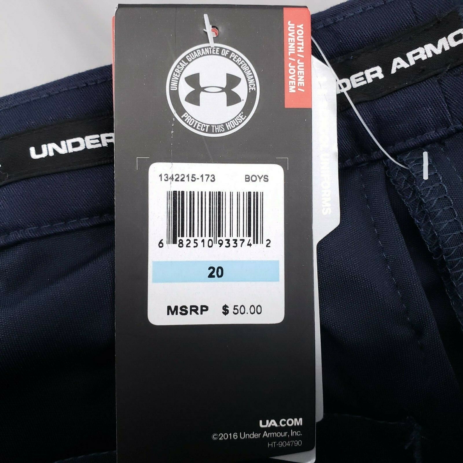 UNDER ARMOUR NWT School Uniform Slim Straight Navy Pants Boy’s Sz 20 NEW $50