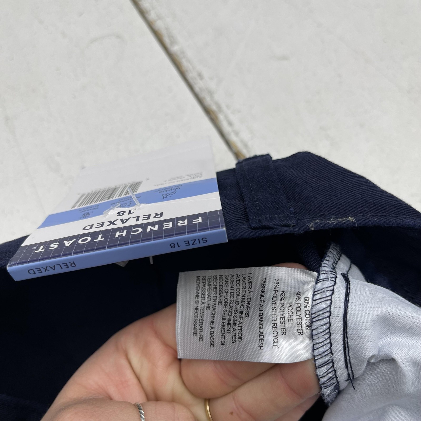 French Toast Pants Boys 18 Navy Relaxed Twill Adjustable Waist School Uniform