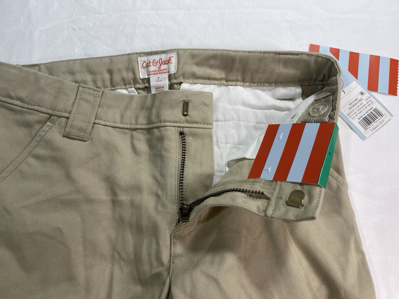 Cat & Jack Flat Front Beige School Uniform Shorts Sz. 7