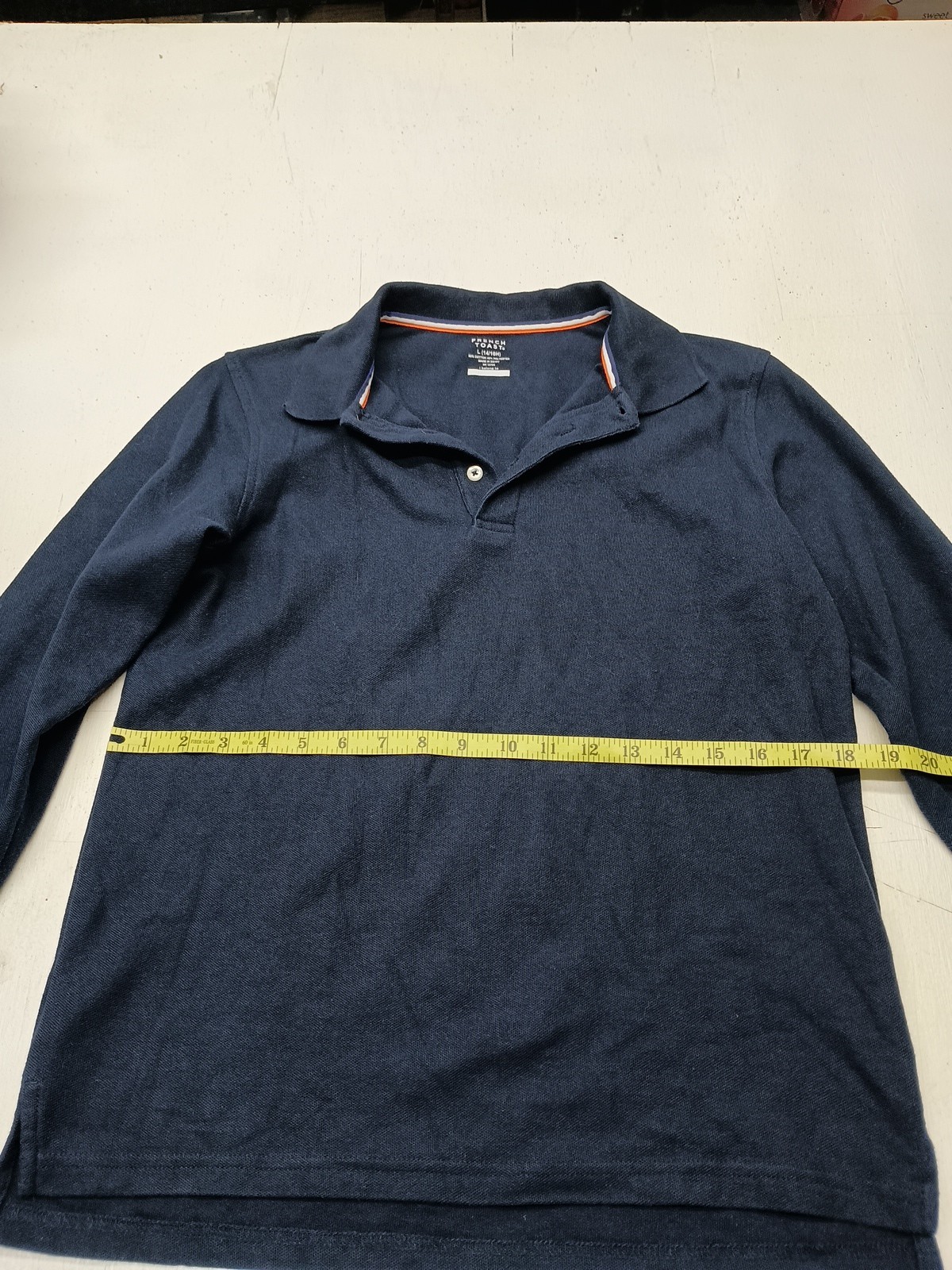 French Toast Boys School Uniform Long Sleeve Pique Polo Shirt, Navy Blue, L