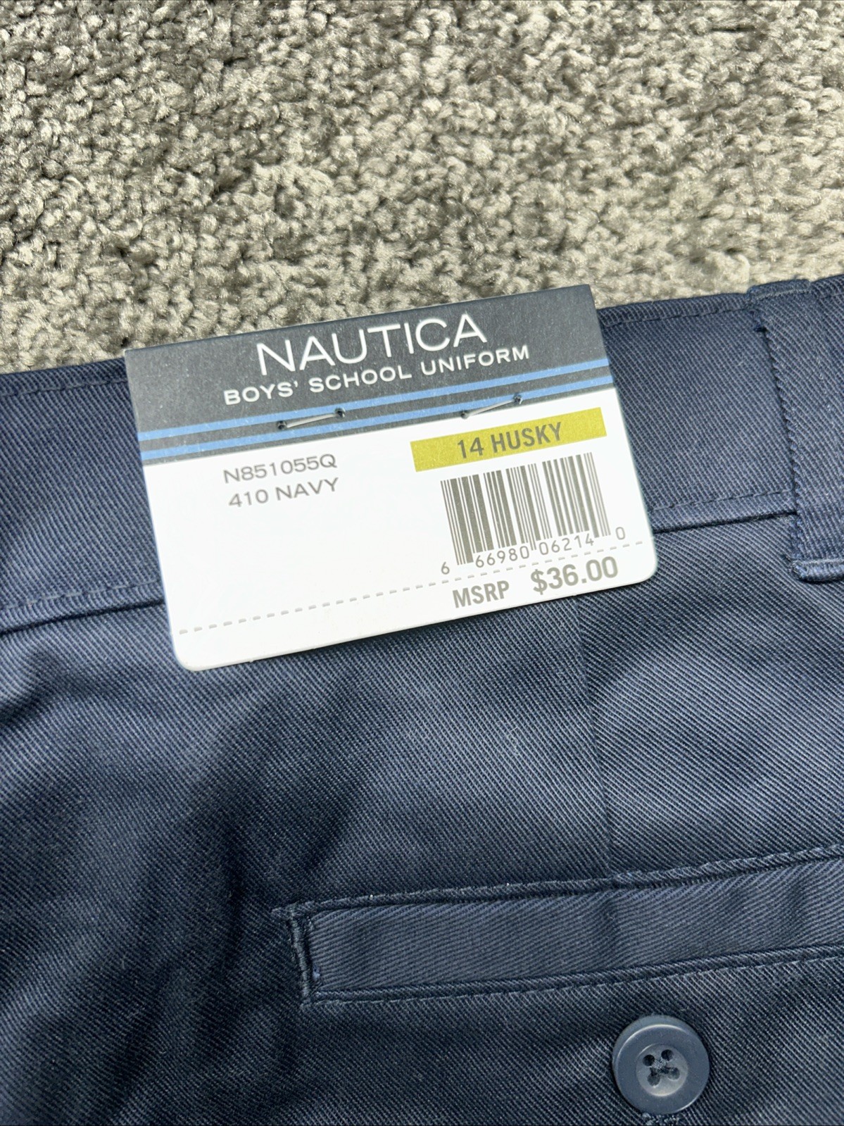 Nautica Boys School Uniform Pants 14 Husky 29×26 Navy Msrp 36.00