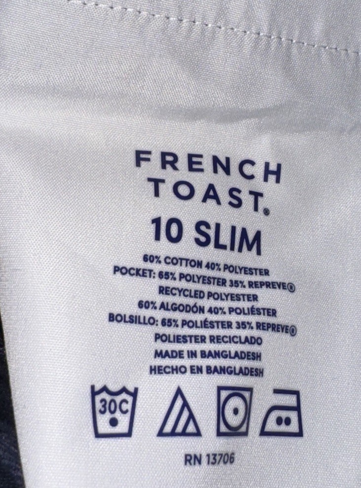 New French Toast Youth Boys Sz 10 Slim 22 X 25 School Uniform Pants Blue Navy