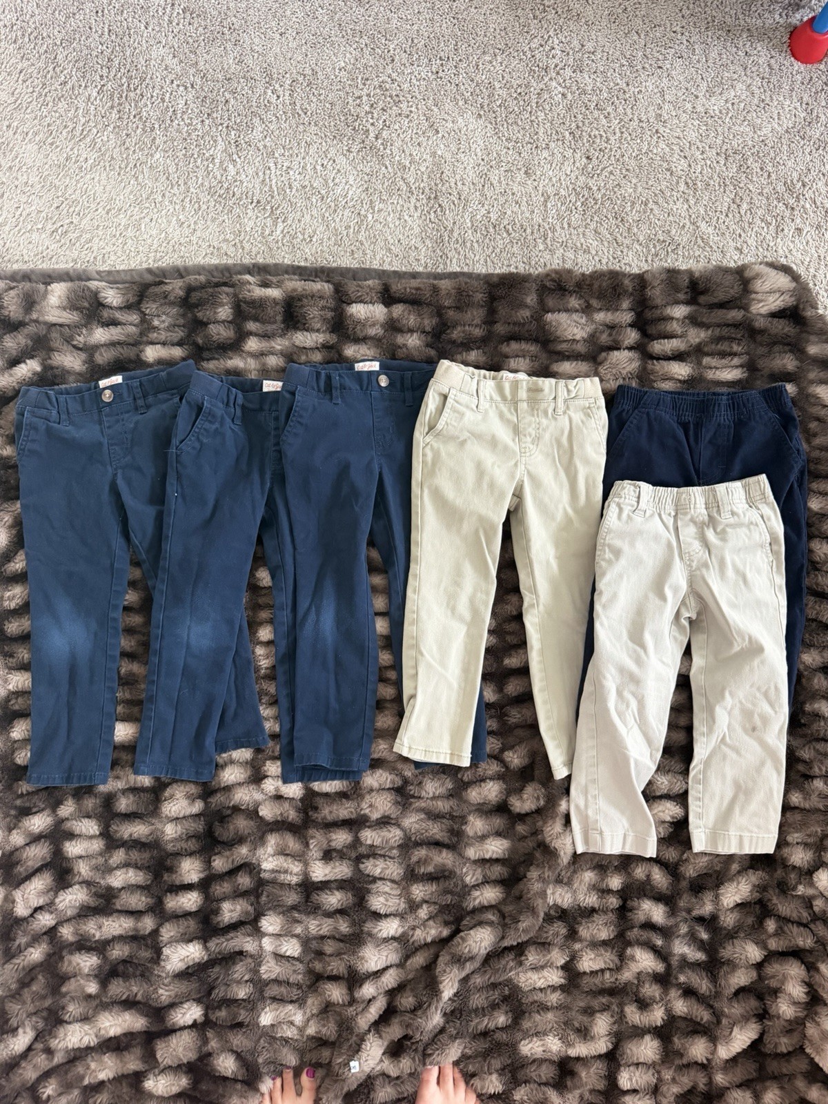 Toddler Boys 4T School Uniform Pants Lot of 6 Cat & Jack Navy Khaki Pull-On