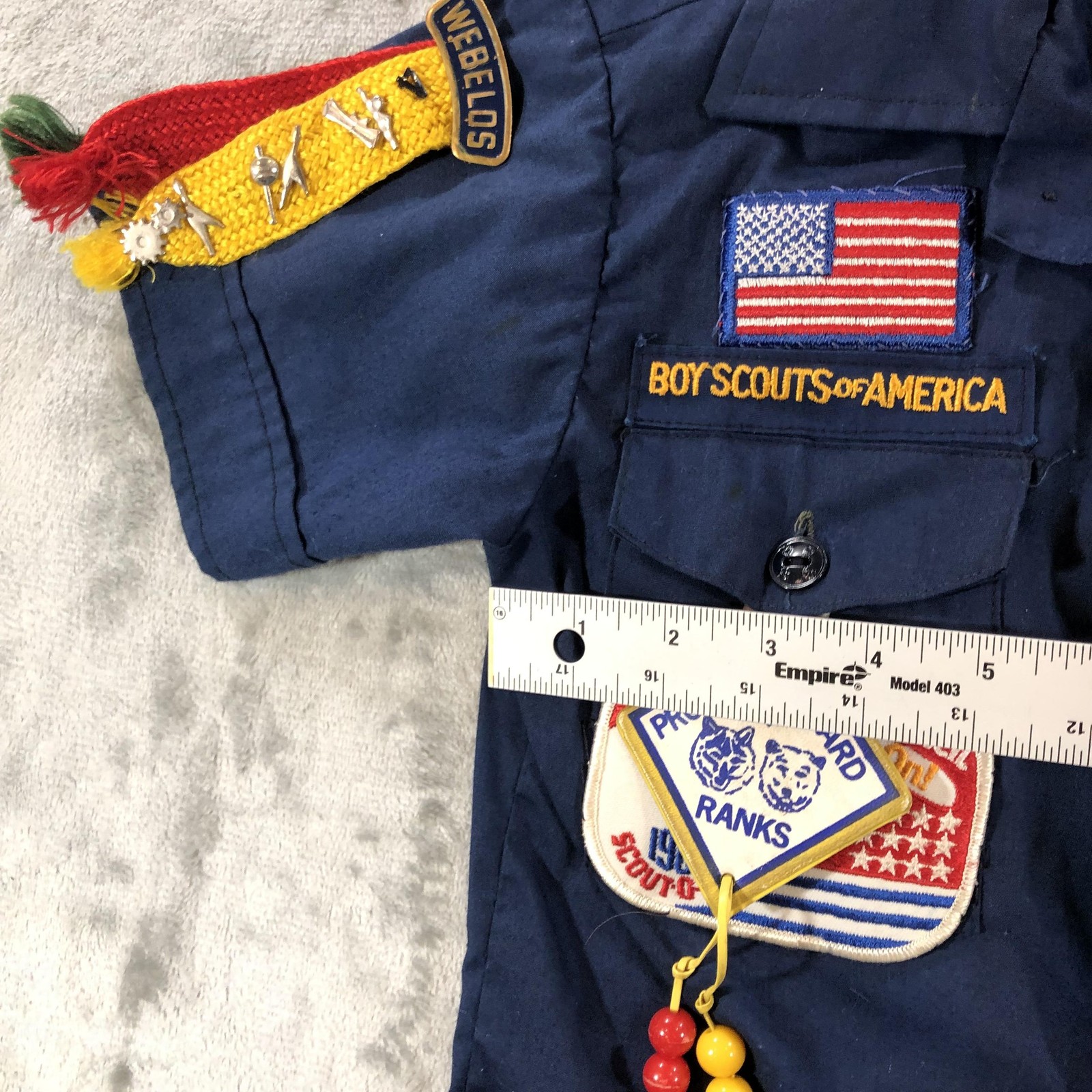 Vintage Boy Scouts Of America Shirt Youth Small Blue Uniform Patches 1980s
