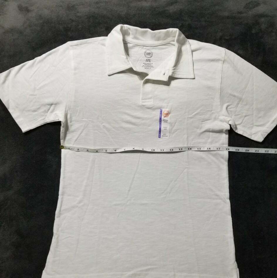 School Uniform Shirt – White Short Sleeve 2 Button Jersey Polo Boys Sizes S-XXL