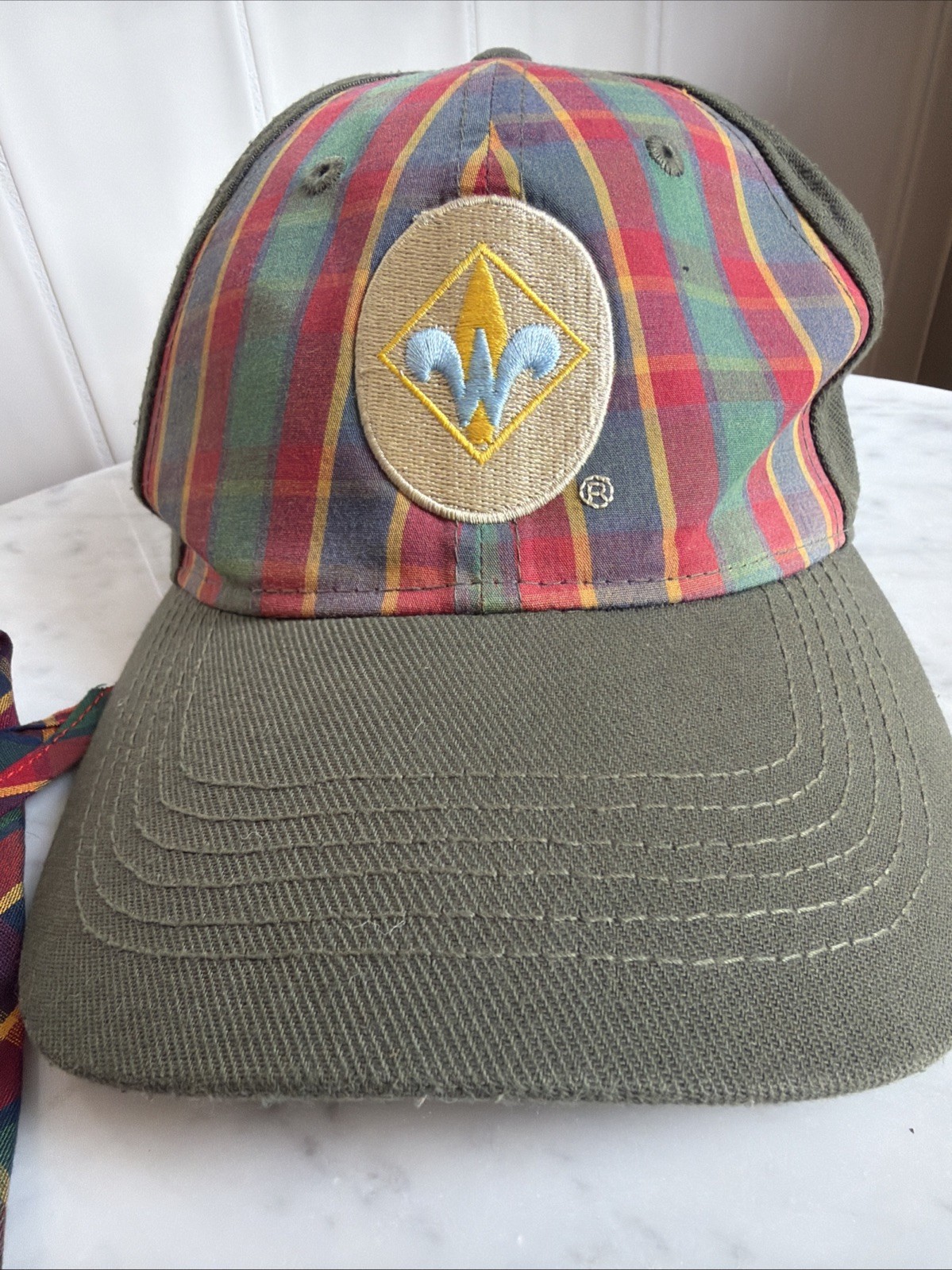 Boyscouts Of America Weblow Uniform Hat, Slide, And Neckerchief
