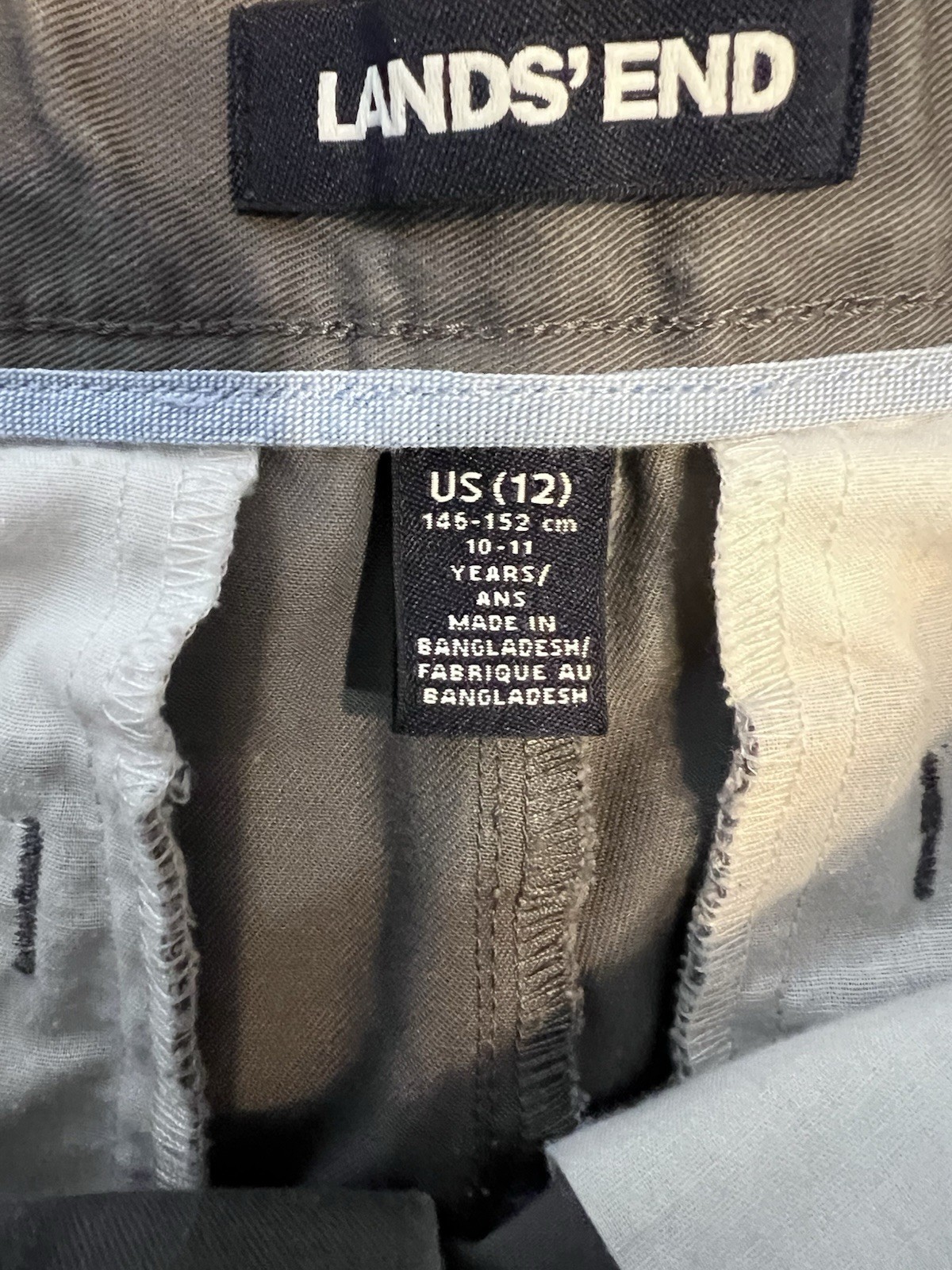 Lands End Boys Gray Pants & Short Size 12 Adj Waist School Uniform Lot Of 2