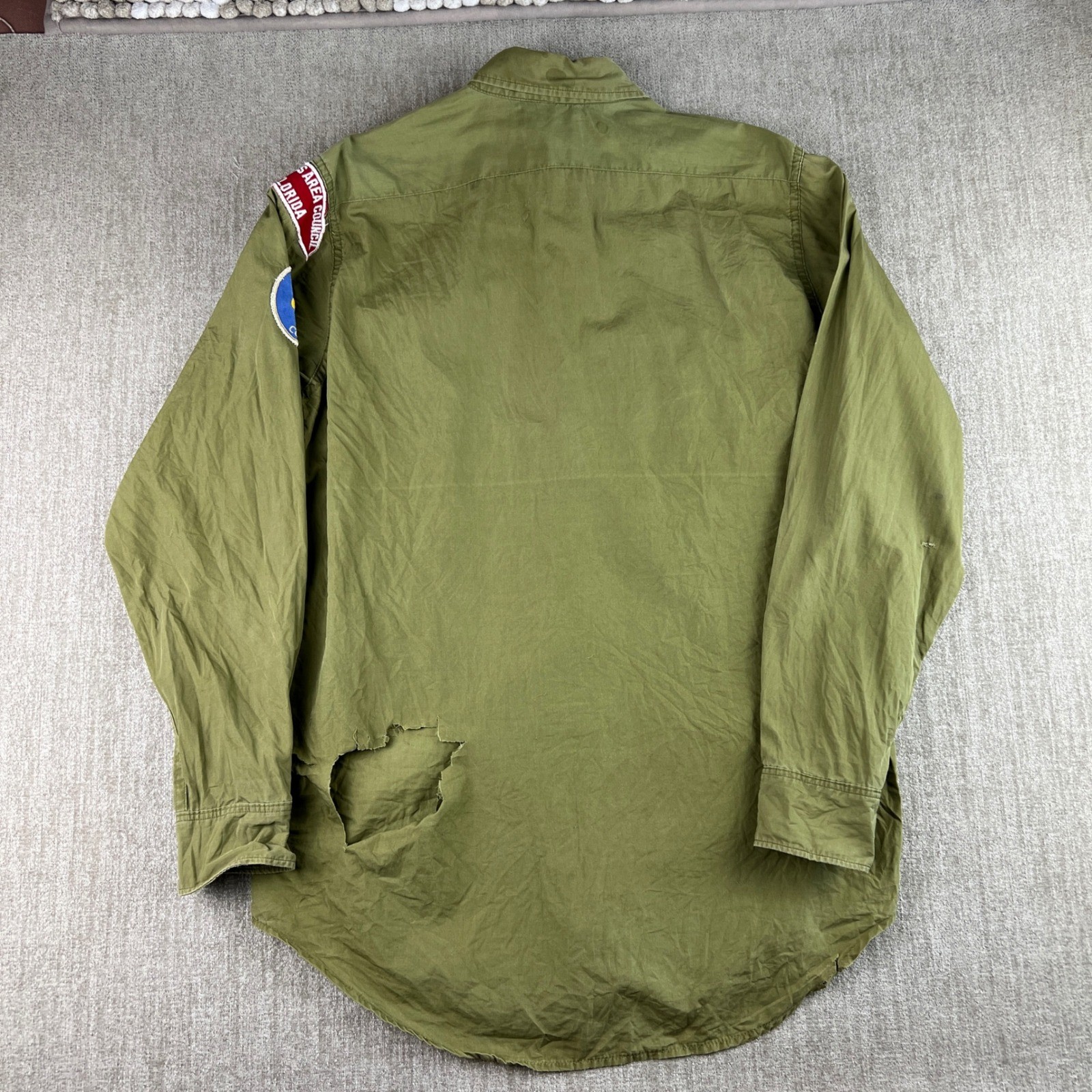 Vintage 70s Boy Scouts of America Uniform Shirt Lot of 4 Boys S Green Patches