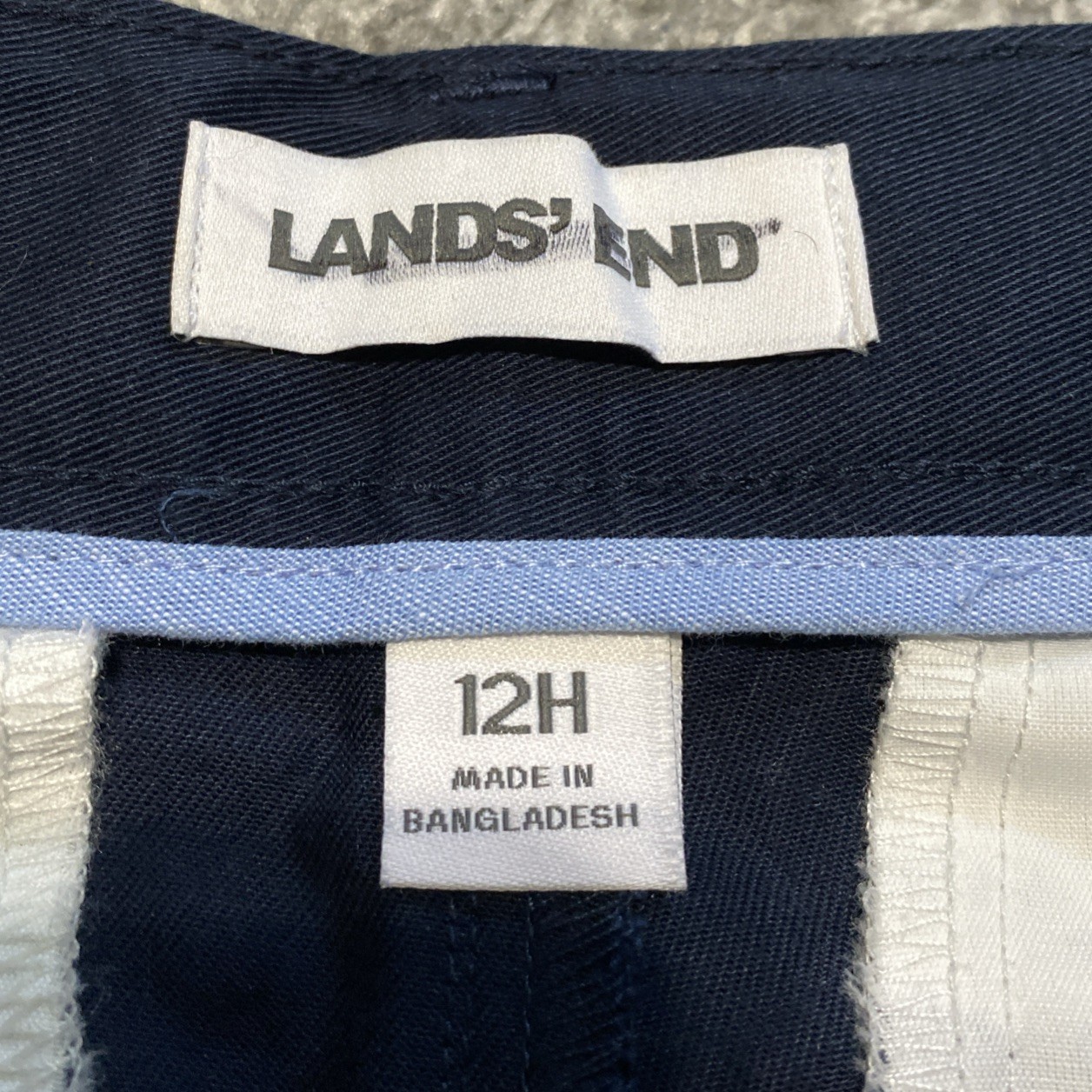 LANDS END Navy School Uniform Pants Flat Front Adjustable Boys 12 H Husky NEW