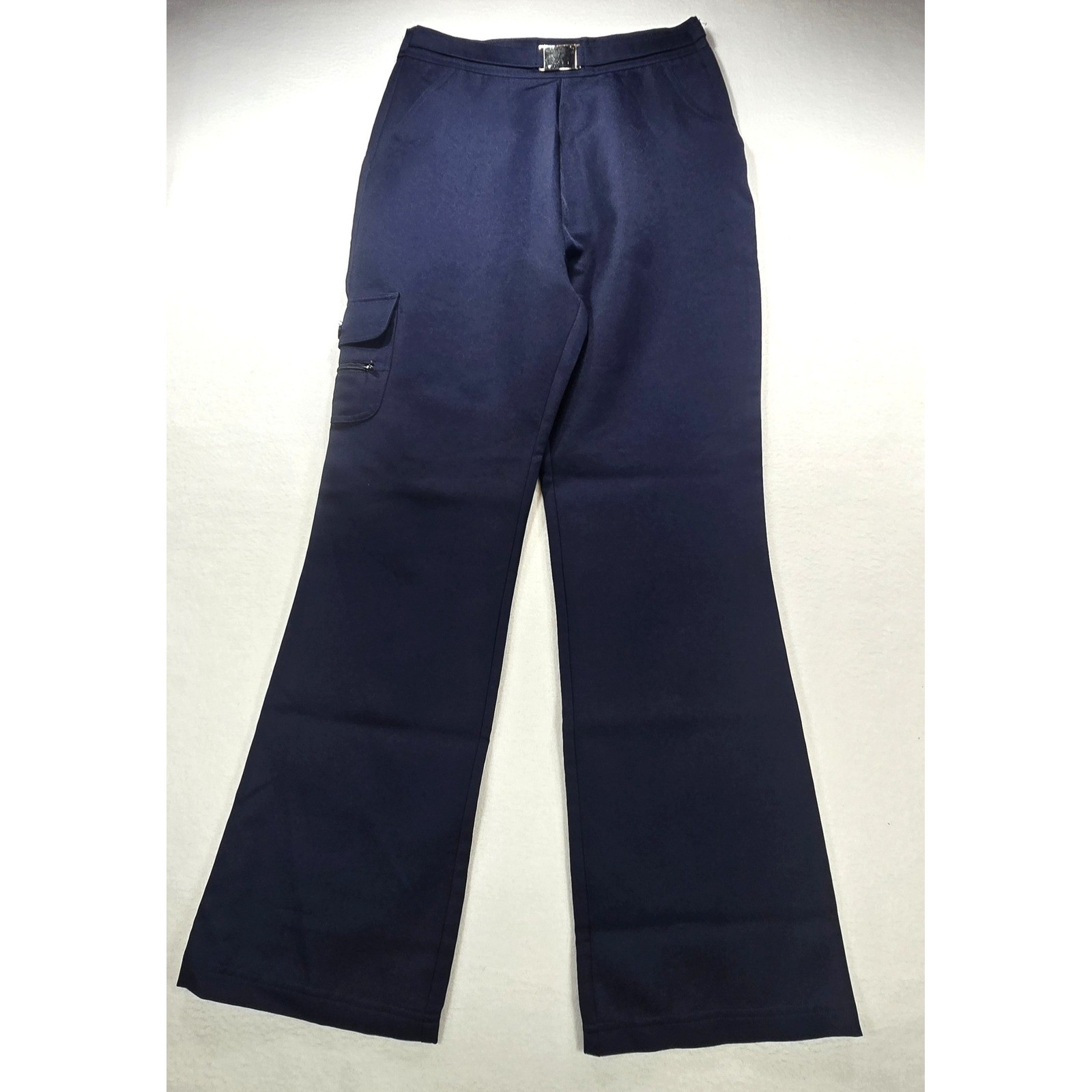 School Award Uniform Navy Blue Cargo Pants Wide Leg Silver Buckle Size 20