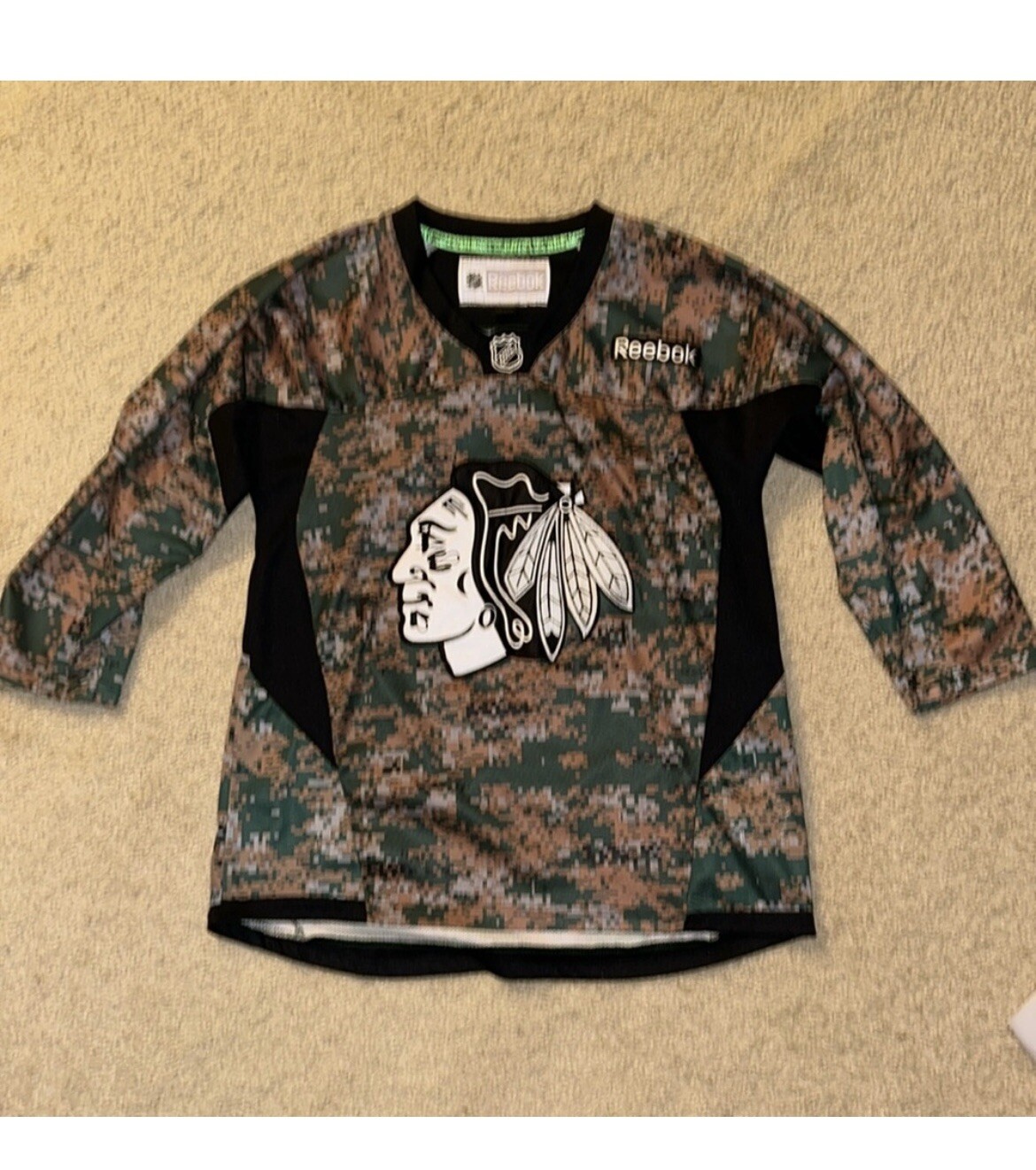 Chicago Blackhawks Digital Camo Jersey Reebok Military Veterans Day NHL