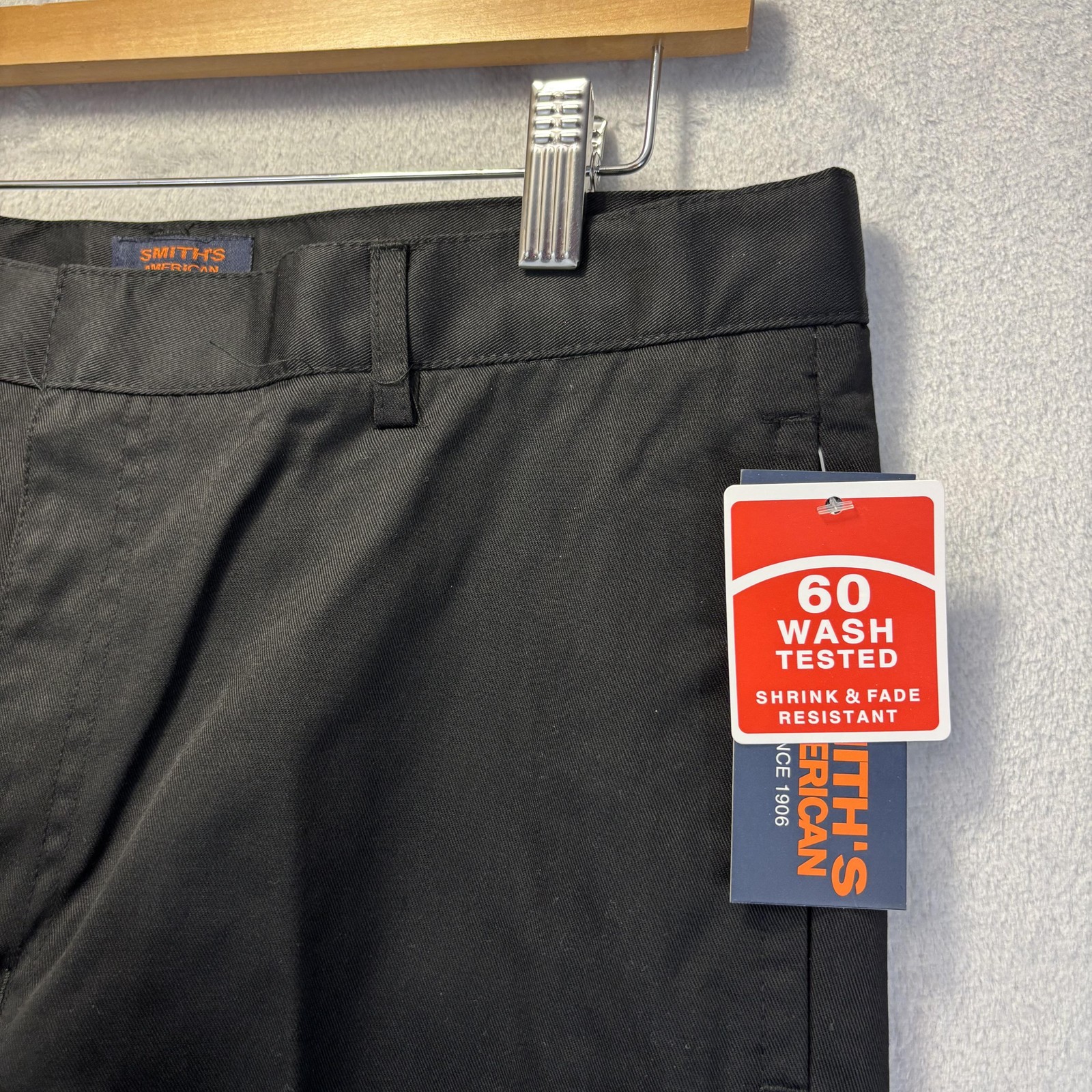 NWT Smith’s Boys Uniform Pants Youth Size 20 Black Flat Front Adjustable Waist