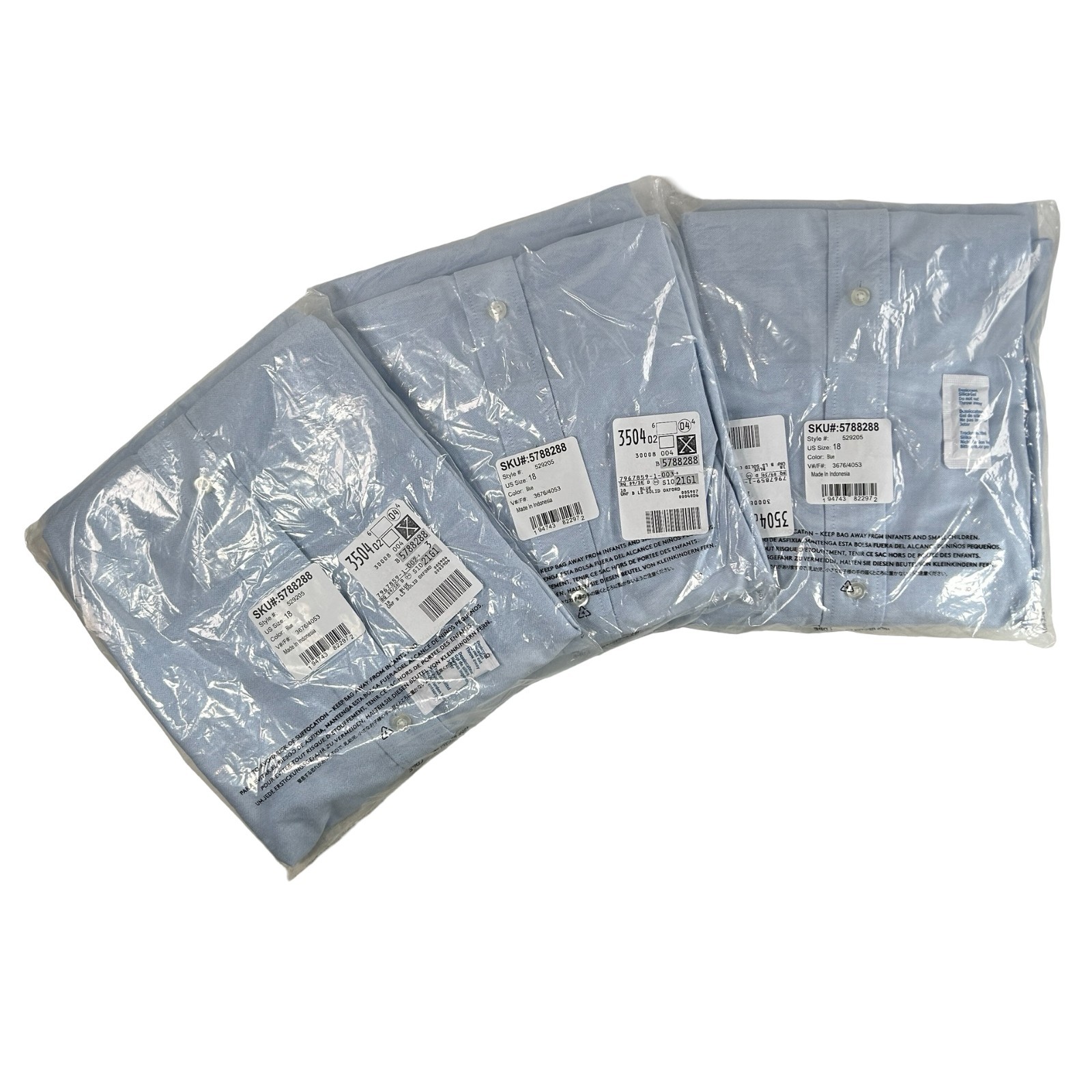 Lands Week Boys School Uniform Long Sleeve Solid Dress Shirt Blue 3-Pack – Sz 18