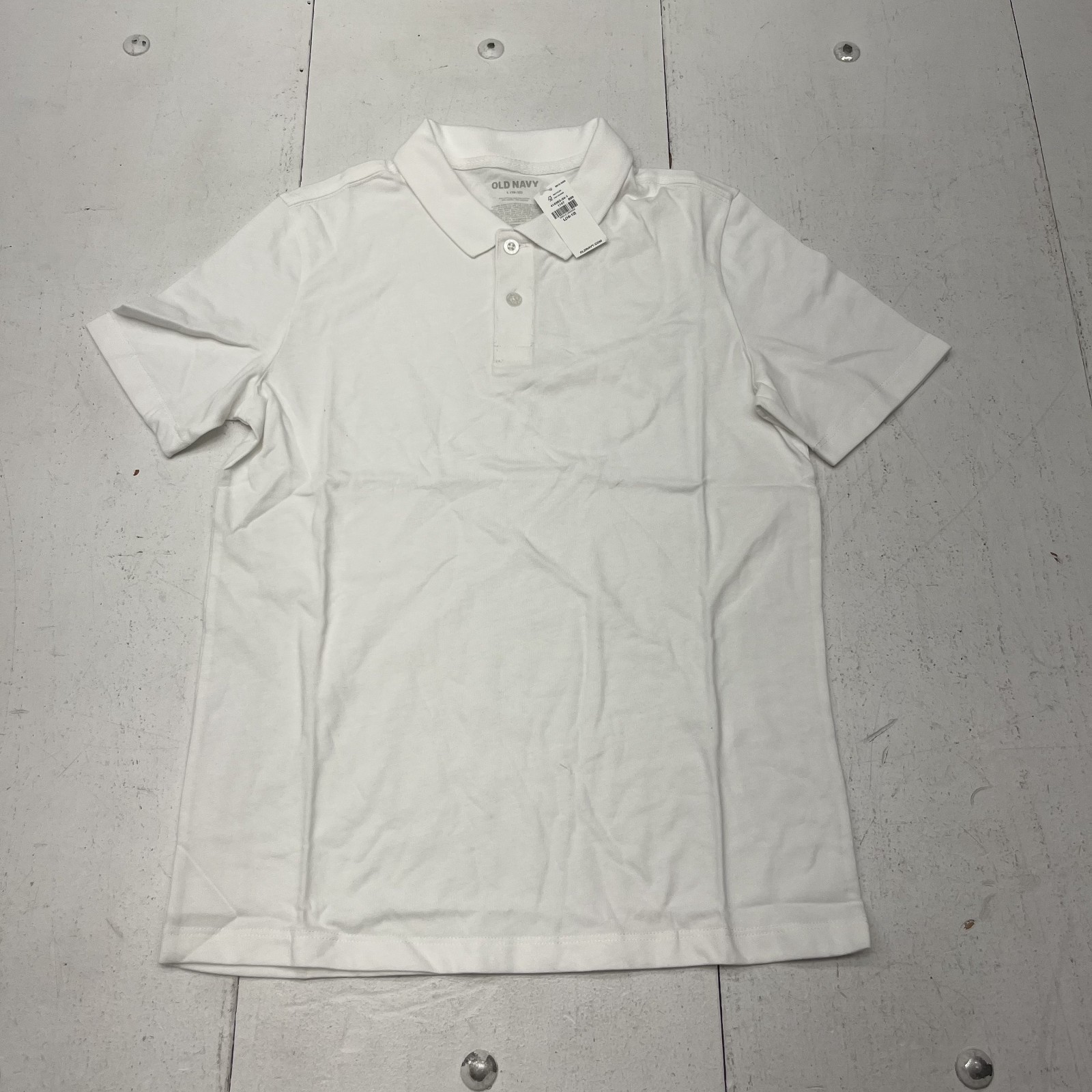 Old Navy White School Uniform Jersey Short Sleeve Polo Boys Size Large NEW