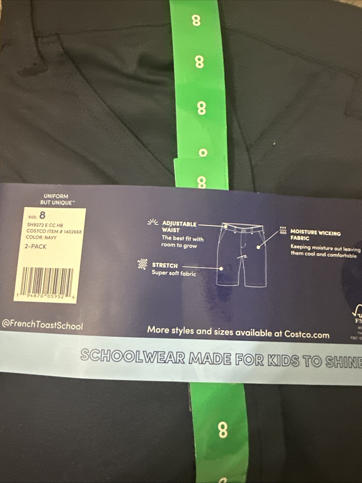 French Toast Youth Boy’s 2-Pack Performance Uniform Shorts, Navy, Size 8