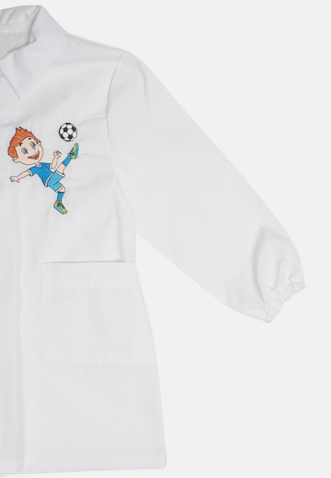 White Kindergarten Apron Kindergarten Nursery School with Collar Design Made in Italy