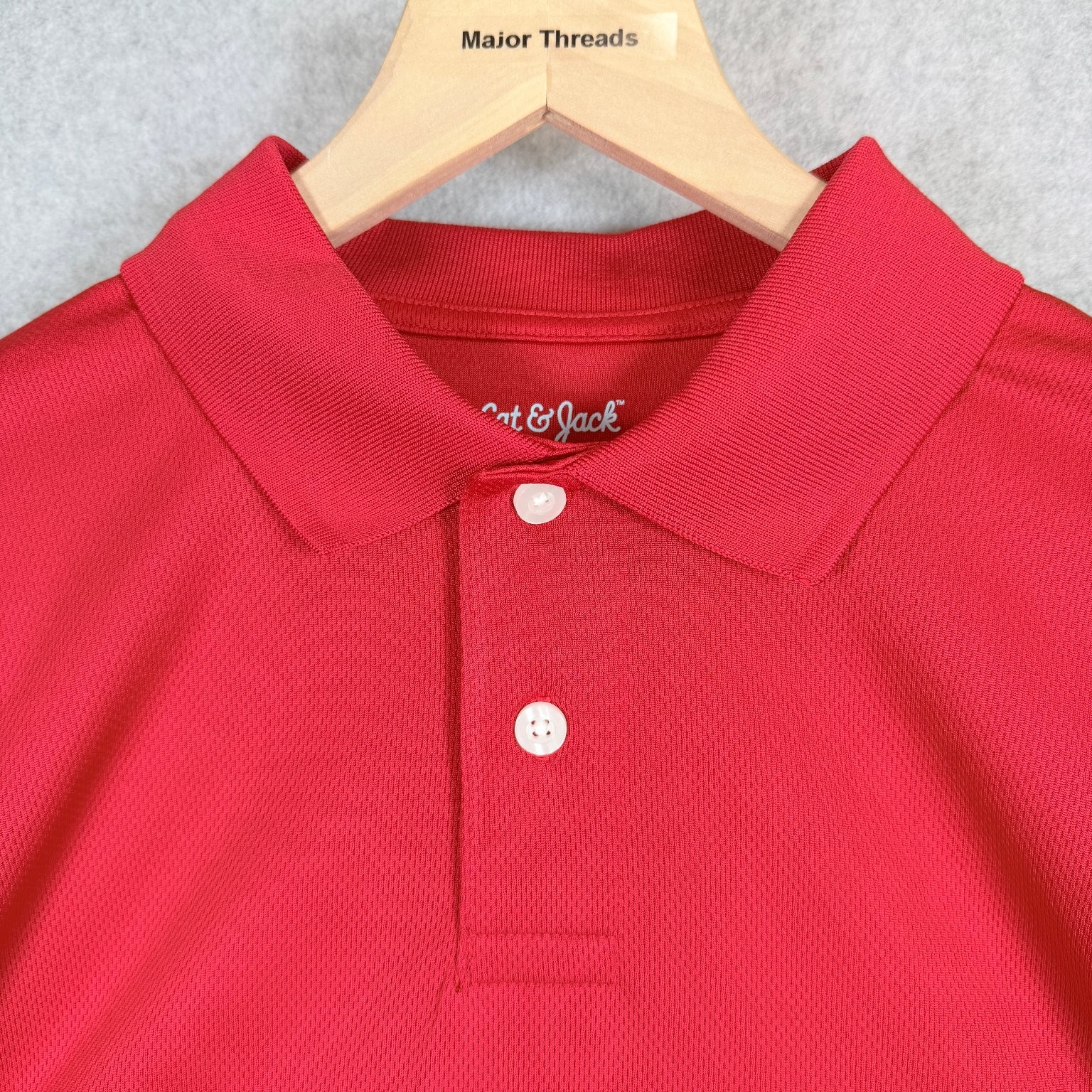 Cat & Jack Polo Shirt Boys Large Red No-Roll Collar Wicking School Uniform NWT