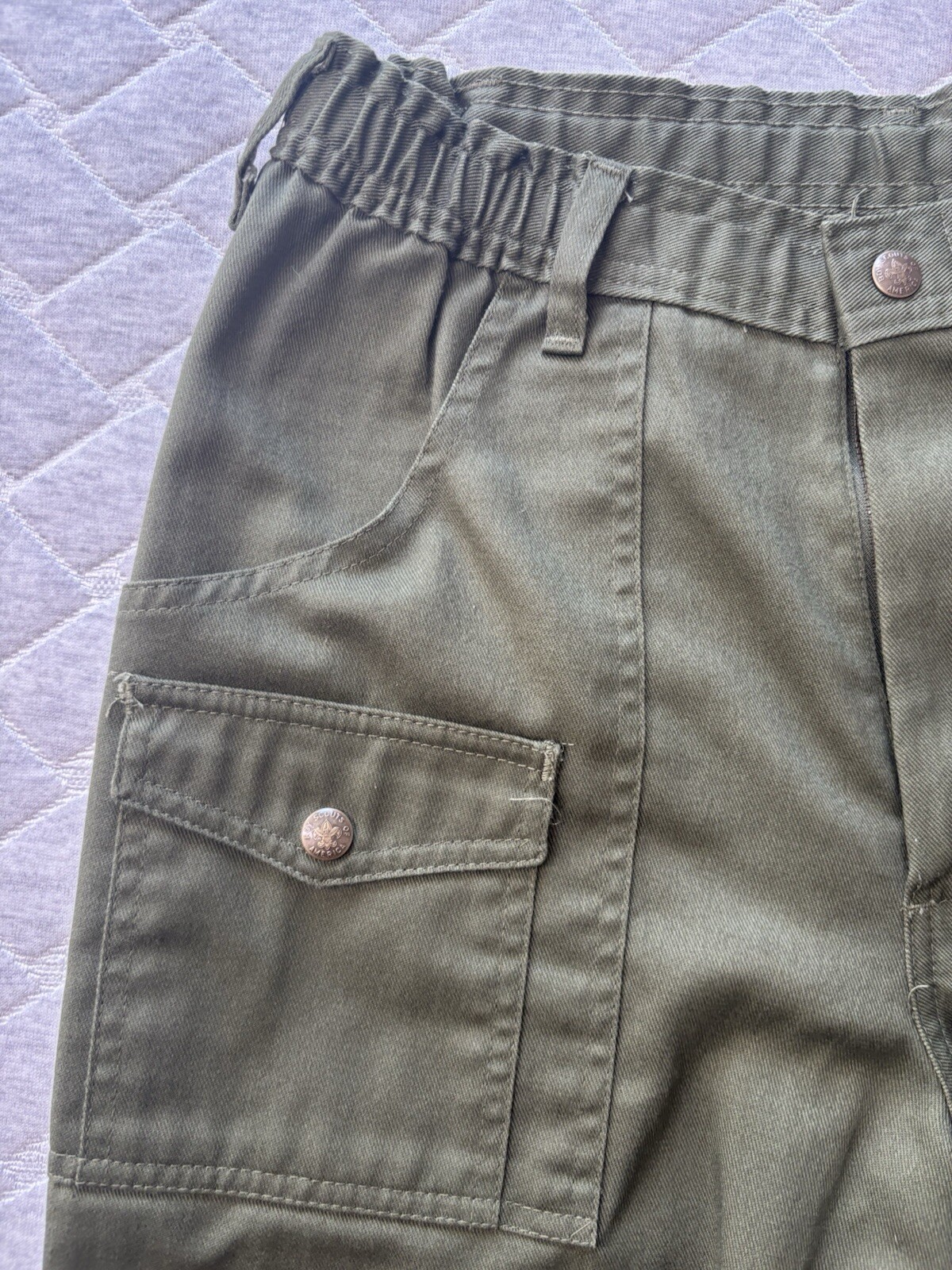 Boy Scouts Pants Youth 32×32 Green Official Uniform Twill Cargo 27×33.5*